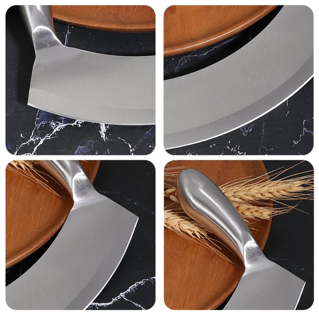 8.5" Stainless Steel Mezzaluna Knife Pizza Cutter - Image 10