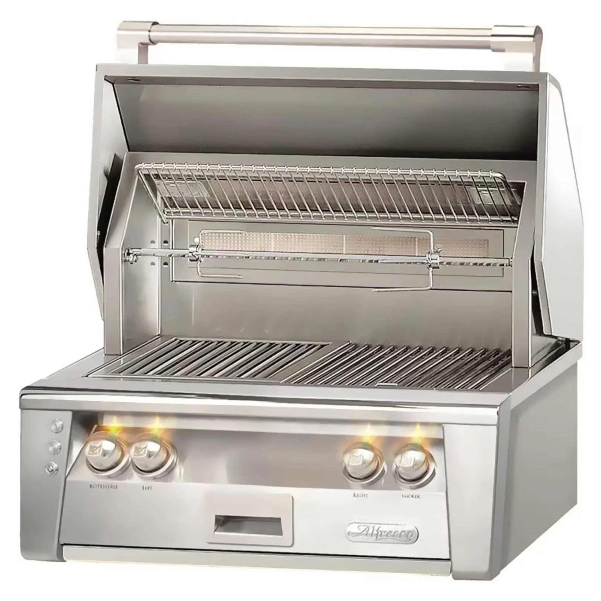 Alfresco 30-Inch Built-in Stainless Steel Gas Grill w/ Rotisserie