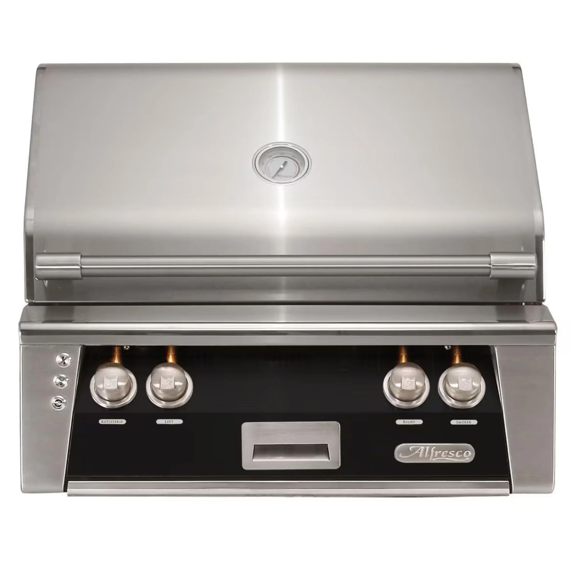Alfresco 30-Inch Built-in Stainless Steel Gas Grill w/ Rotisserie & Sear Zone in Jet Black