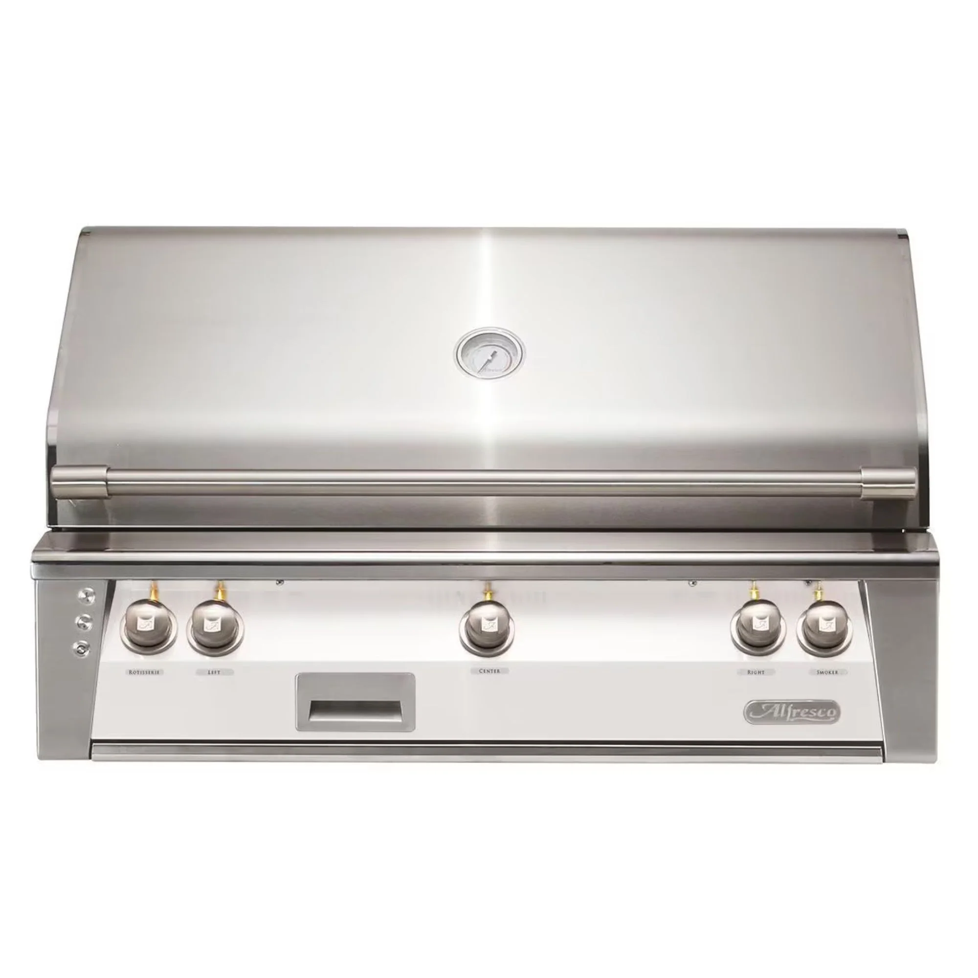 Alfresco 42-Inch Built-in Stainless Steel Gas Grill w/ Rotisserie & Sear Zone in Signal White