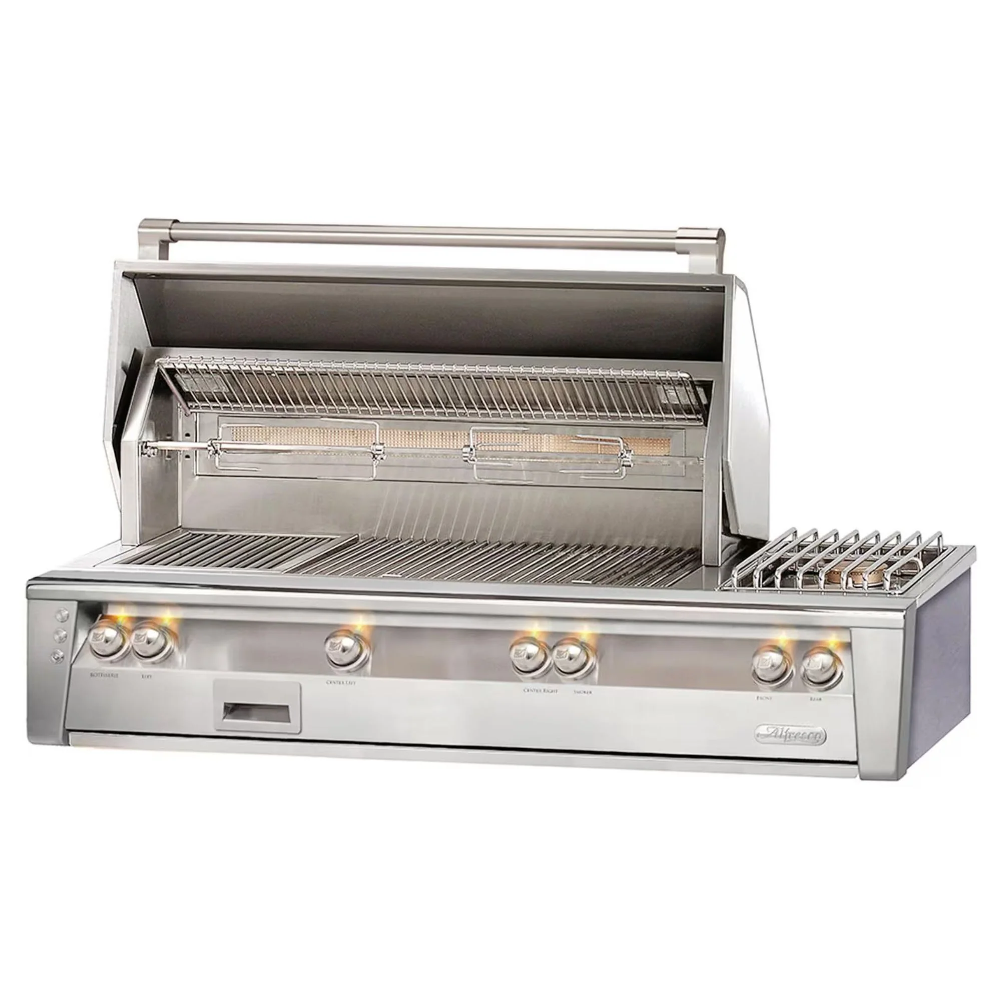Alfresco 56-Inch Deluxe Built-in Stainless Steel Gas Grill w/ Rotisserie, Sear Zone & Side Burner