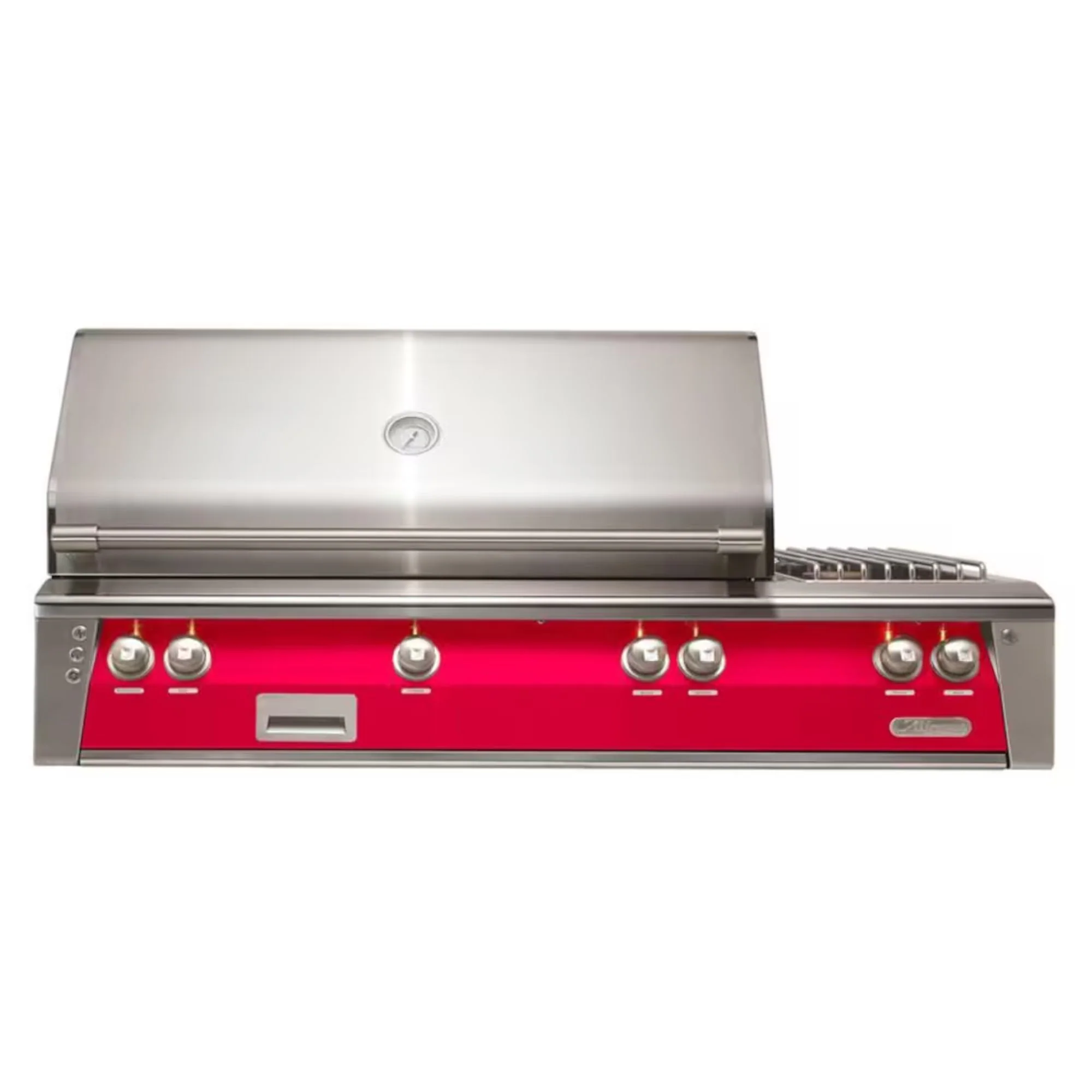 Alfresco 56-Inch Deluxe Built-in Stainless Steel Gas Grill w/ Rotisserie & Side Burner in Raspberry Red