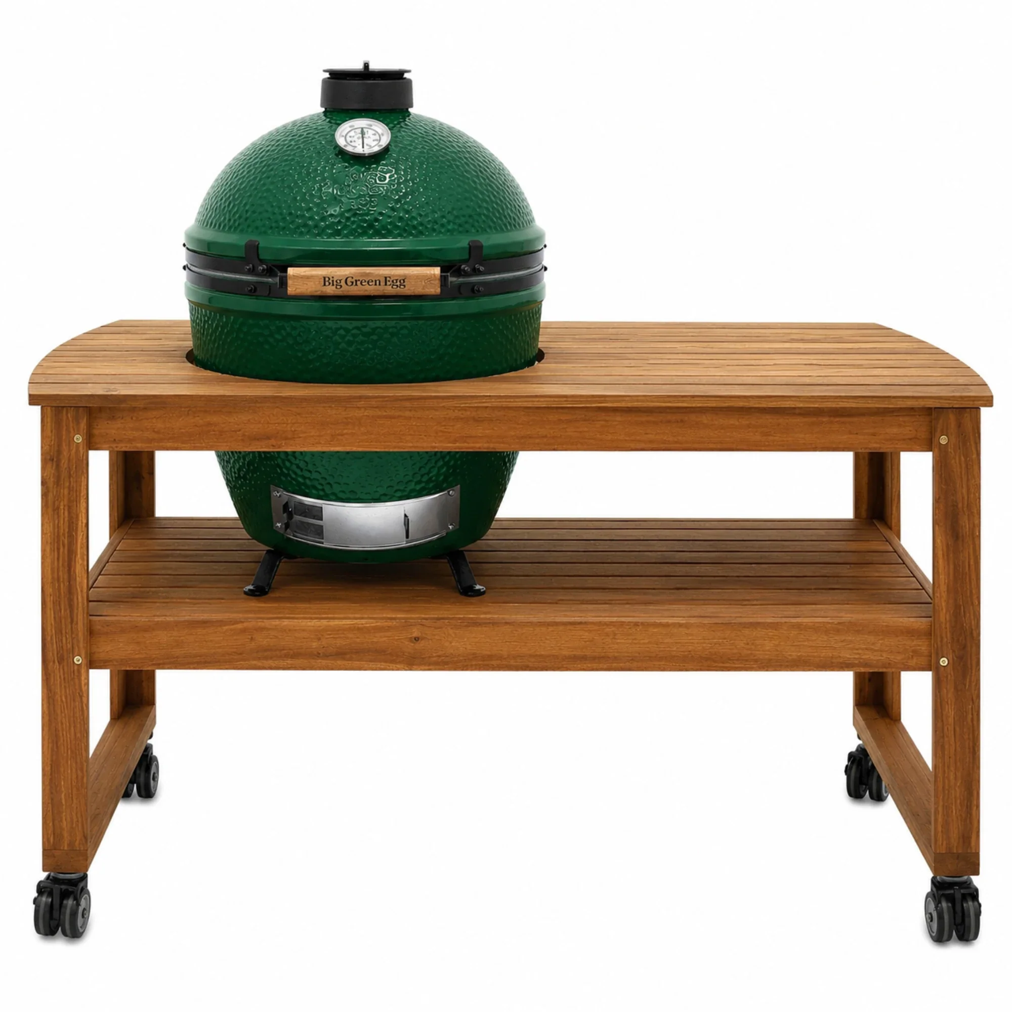 Big Green Egg 118257 Acacia Hardwood Table w/ Casters for Large EGGs