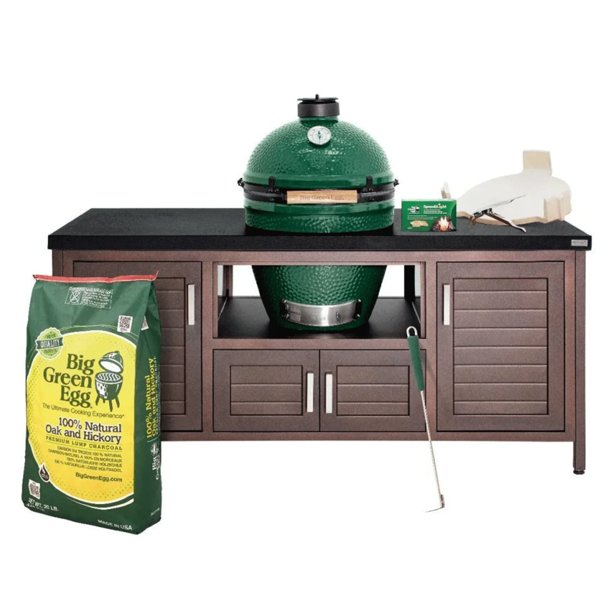 Big Green Egg Charcoal Large Grill in 69-inch Modern Farmhouse Table Package