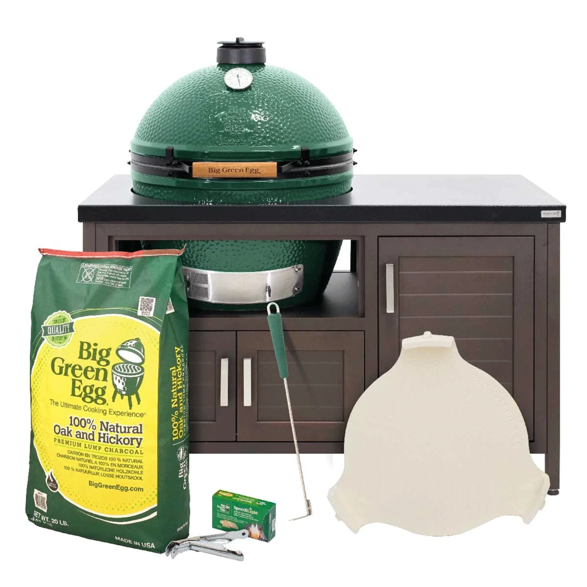 Big Green Egg Charcoal XLarge Grill in 50.4-inch Modern Farmhouse Table Package