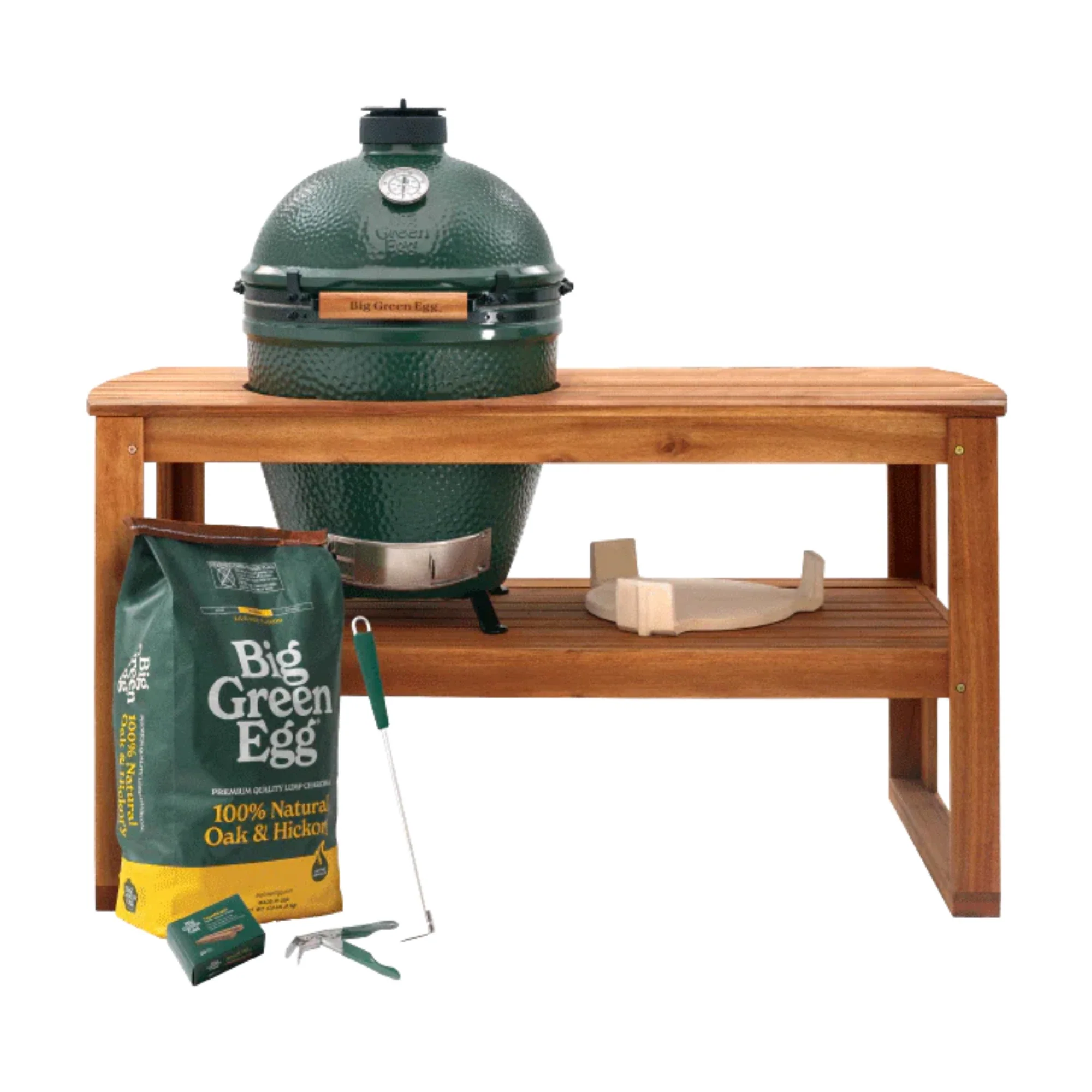 Big Green Egg Large Charcoal Grill in Acacia Table Package