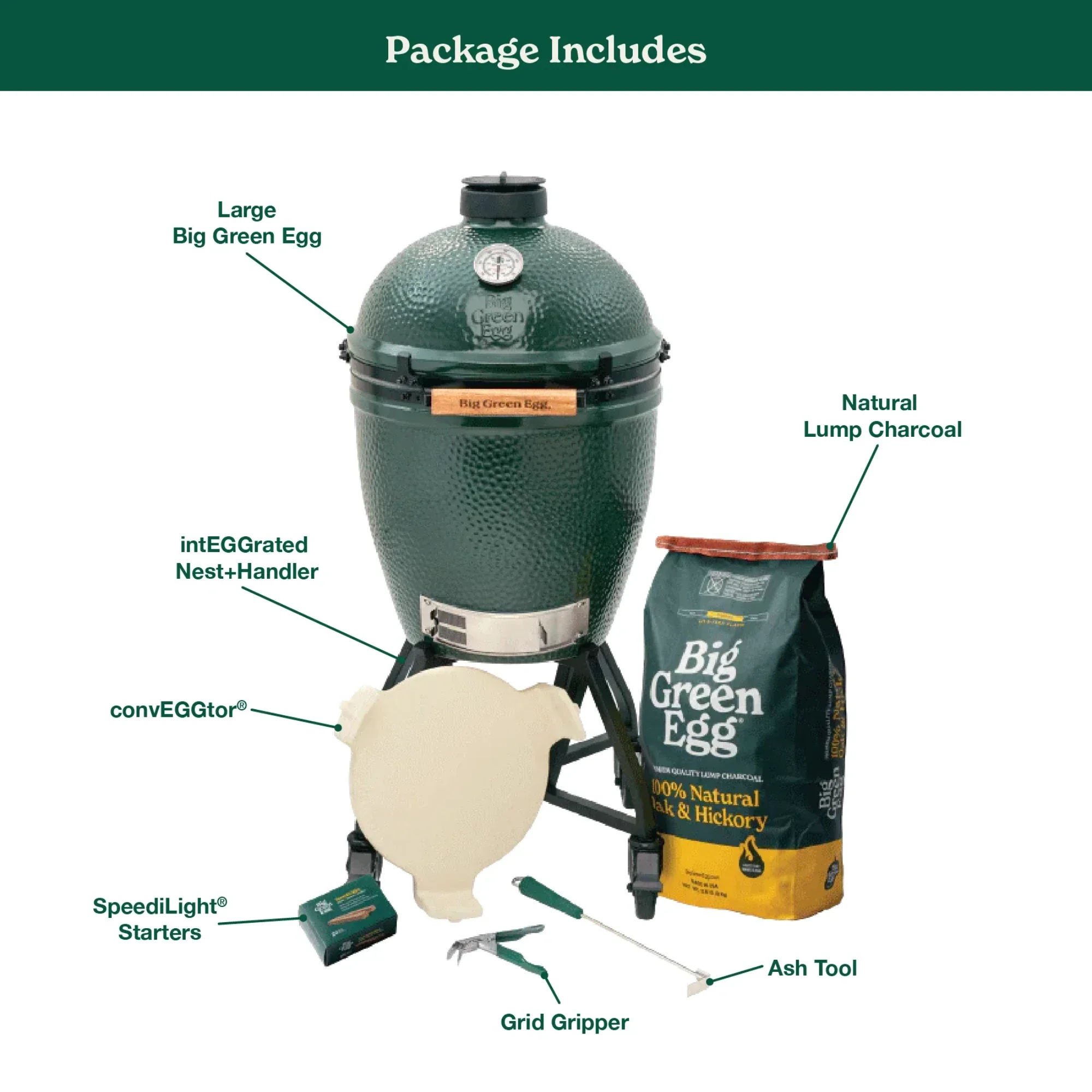 Big Green Egg Large Charcoal Grill in intEGGrated Nest & Handler Package - Image 2