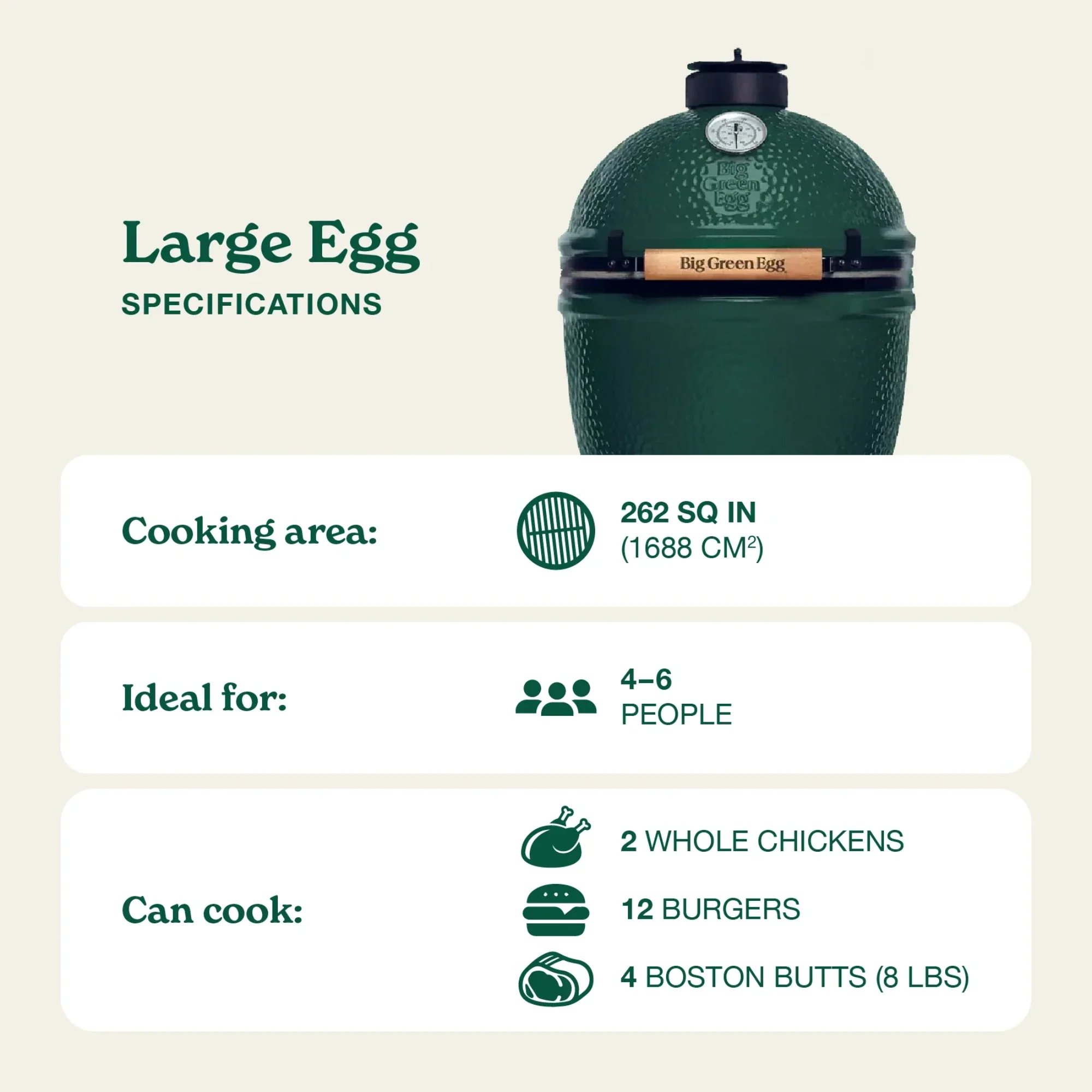 Big Green Egg Large Charcoal Grill in Modular Nest with Expansion & 3 Acacia Inserts Package - Image 3