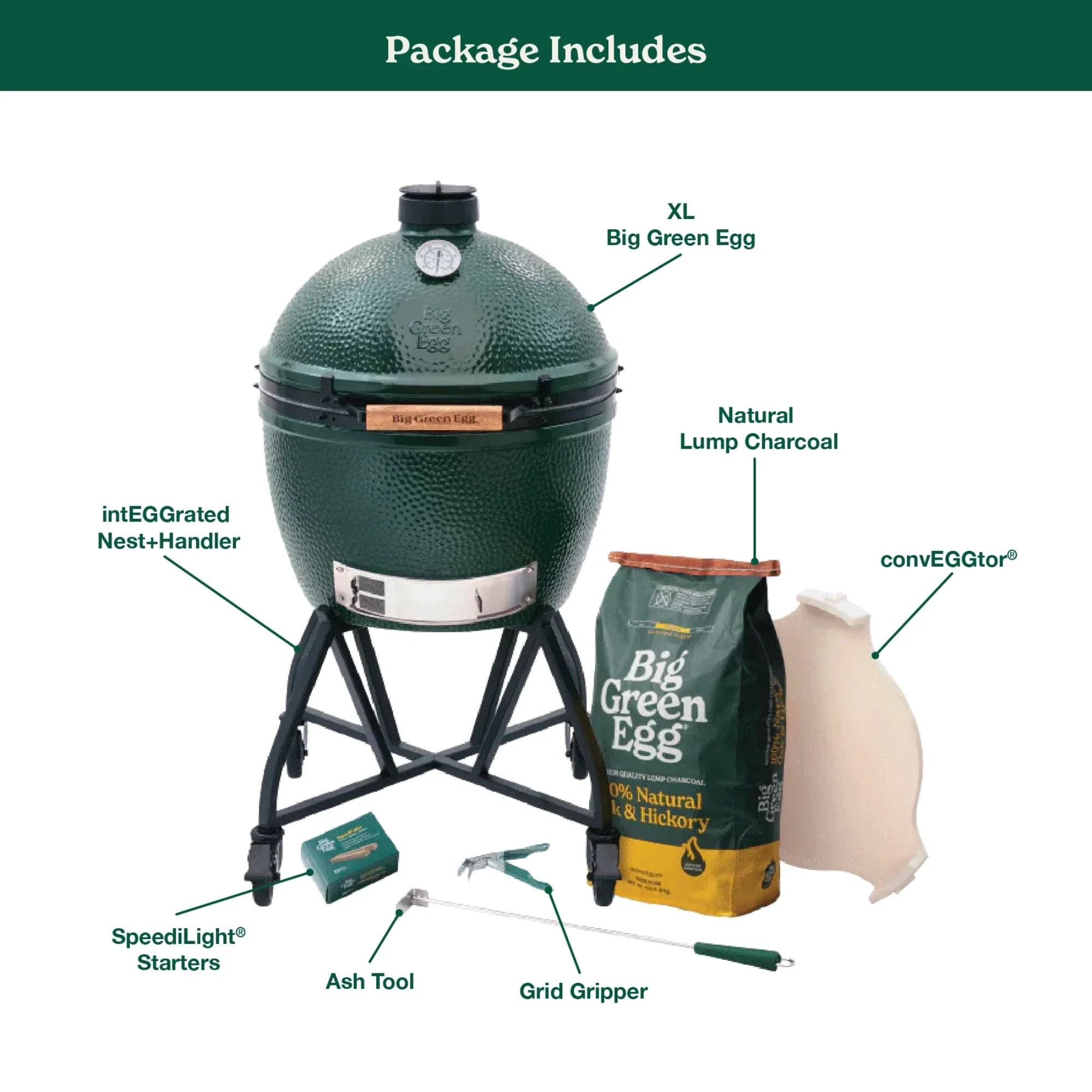 Big Green Egg XLarge Charcoal Grill in intEGGrated Nest & Handler Package - Image 2