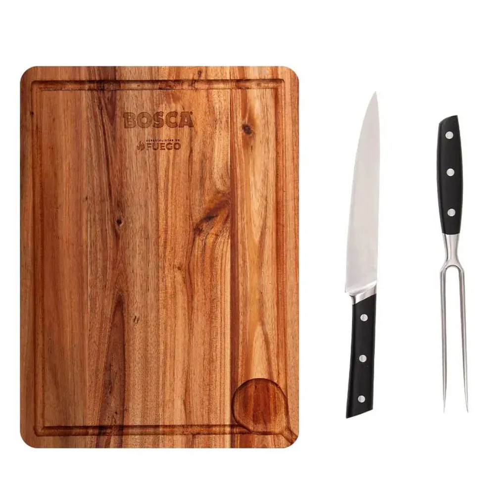 Bosca Cutting Borad, Knife & Fork BBQ Set - Image 2