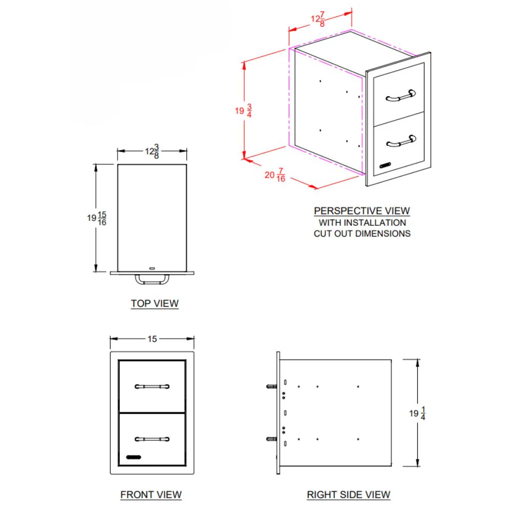 Bull 56990 15-Inch Stainless Steel Double Access Drawer W/ Reveal - Image 5