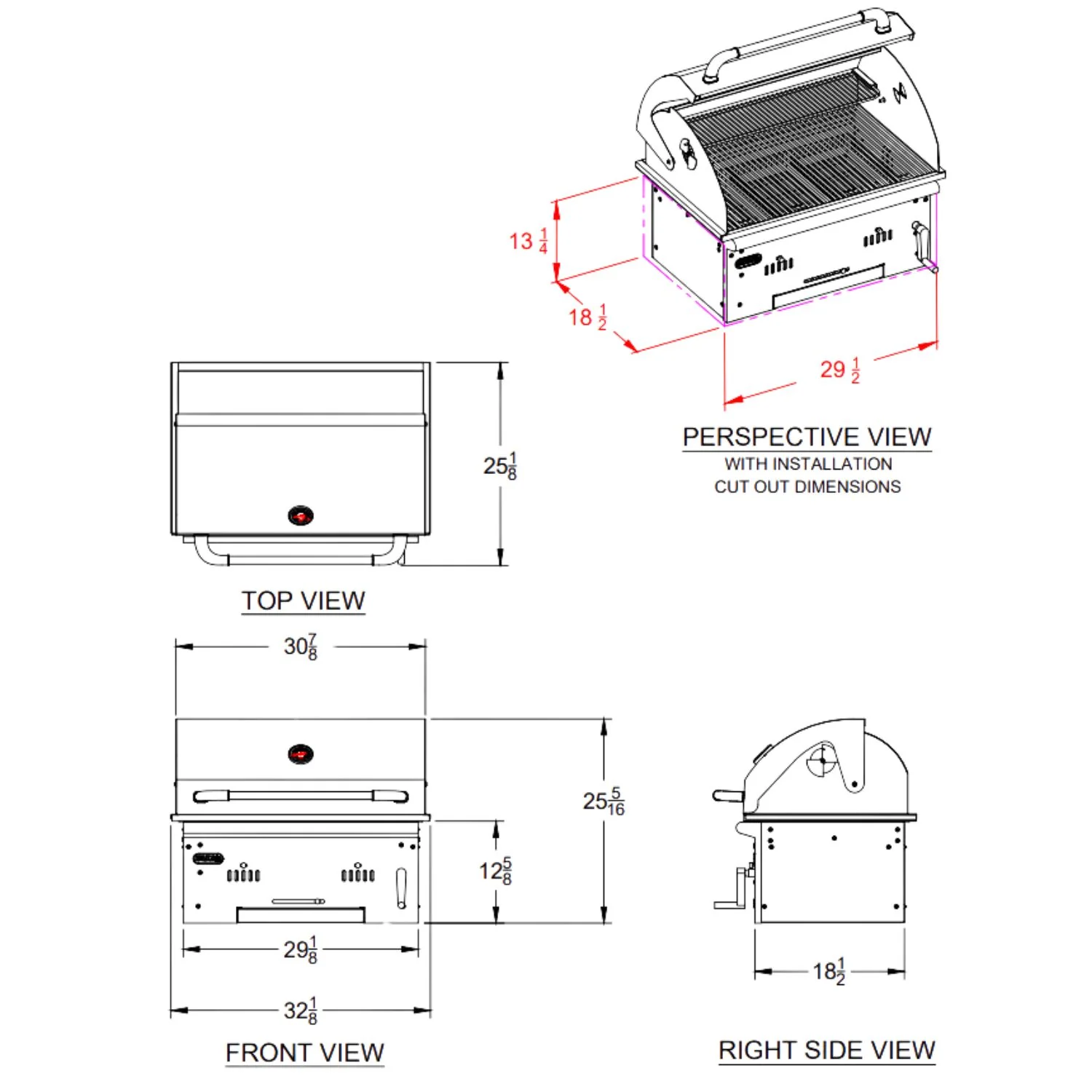 Bull Grills 88787 Bison Premium Built-In Charcoal Grill - Image 3