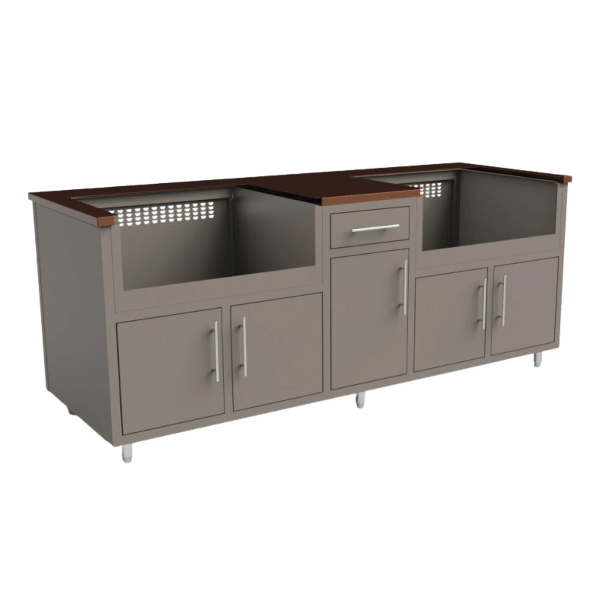 Challenge Designs Coastal 88.25 GDDG Powder Coated Aluminum Kitchen Island for Two 36-Inch Grills