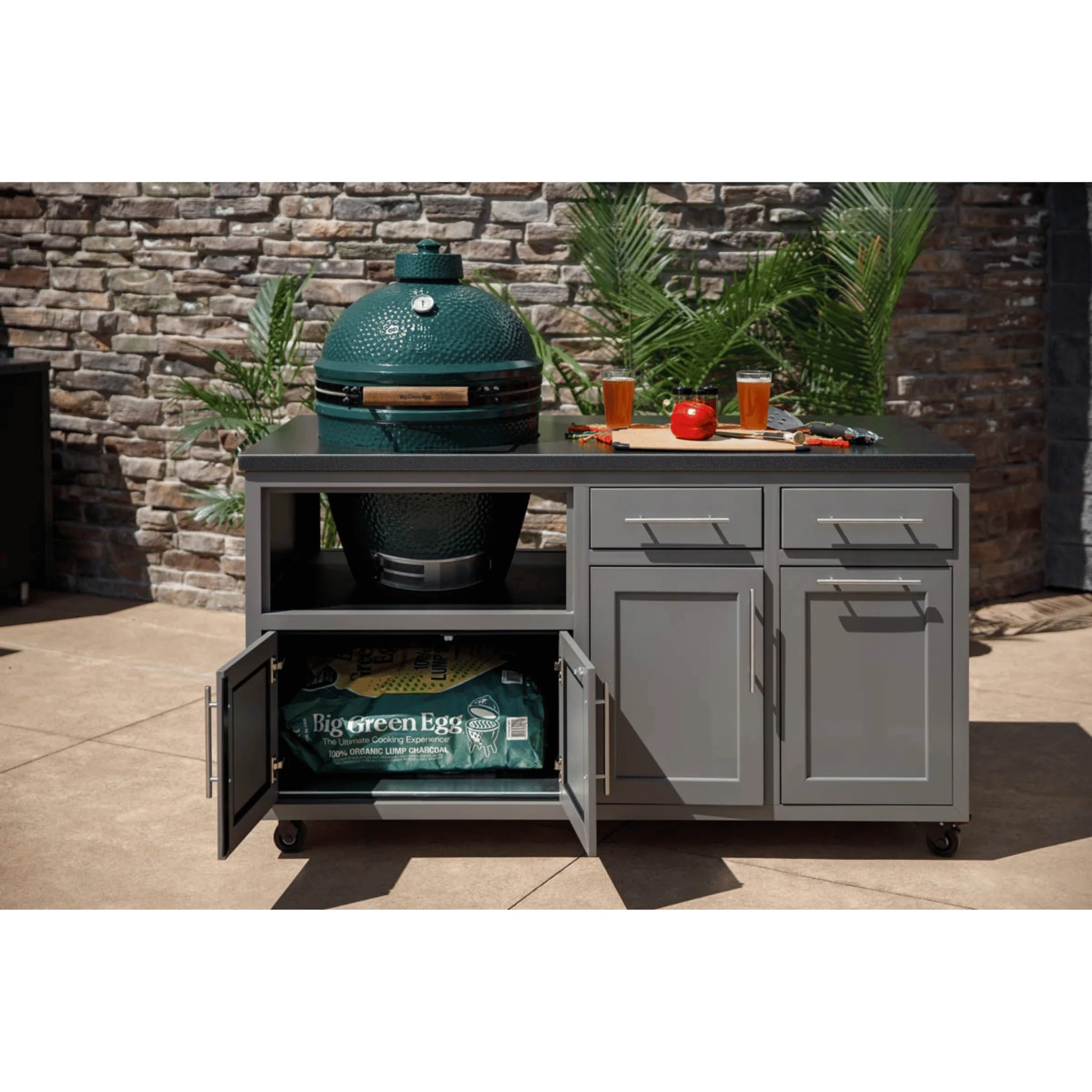 Challenger Designs Coastal 64 KDDW Powder Coated Aluminum Kitchen Island for 21 Inch Ceramic Grill - Image 4