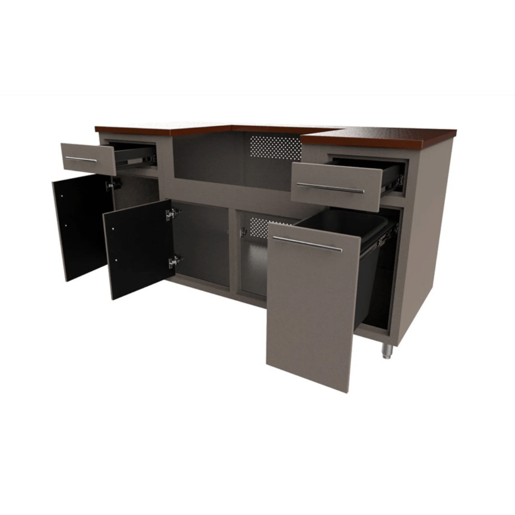 Challenger Designs Coastal 67.25 DDGW Powder Coated Aluminium Kitchen Island for 32 Inch Gas Grill - Image 2