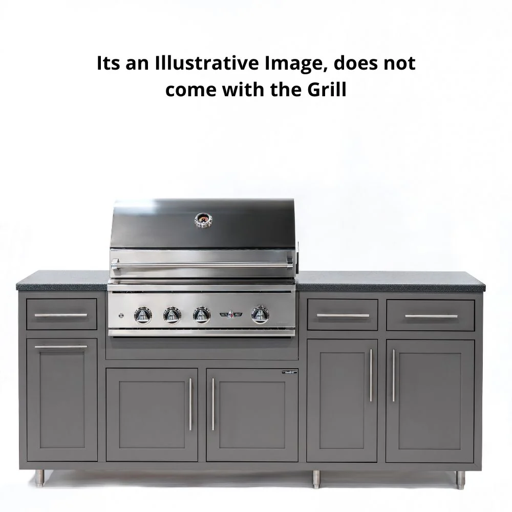 Challenger Designs Coastal 80.875 WGDDDD Powder Coated Aluminium Kitchen Island for 32 Inch Gas Grill with Double Shelf - Image 6