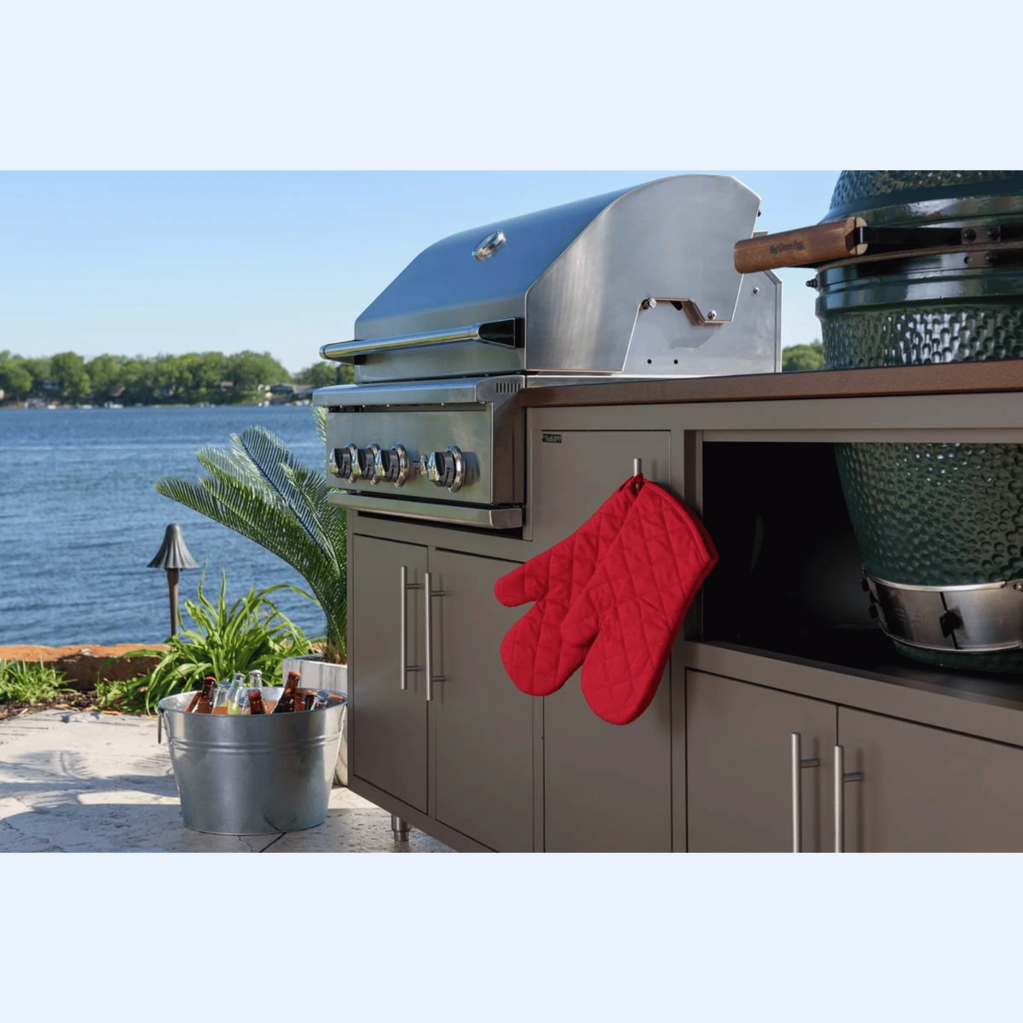 Challenger Designs Coastal 83-GDK Powder Coated Aluminum Kitchen Island for 32 Inch Grill & 21 Inch Ceramic Grill - Image 7