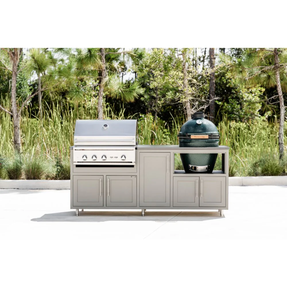 Challenger Designs Coastal Series GDK Outdoor Island with Delta Heat 32" Gas Grill & Large Egg, Grey Glimmer Cabinet Color - Image 3
