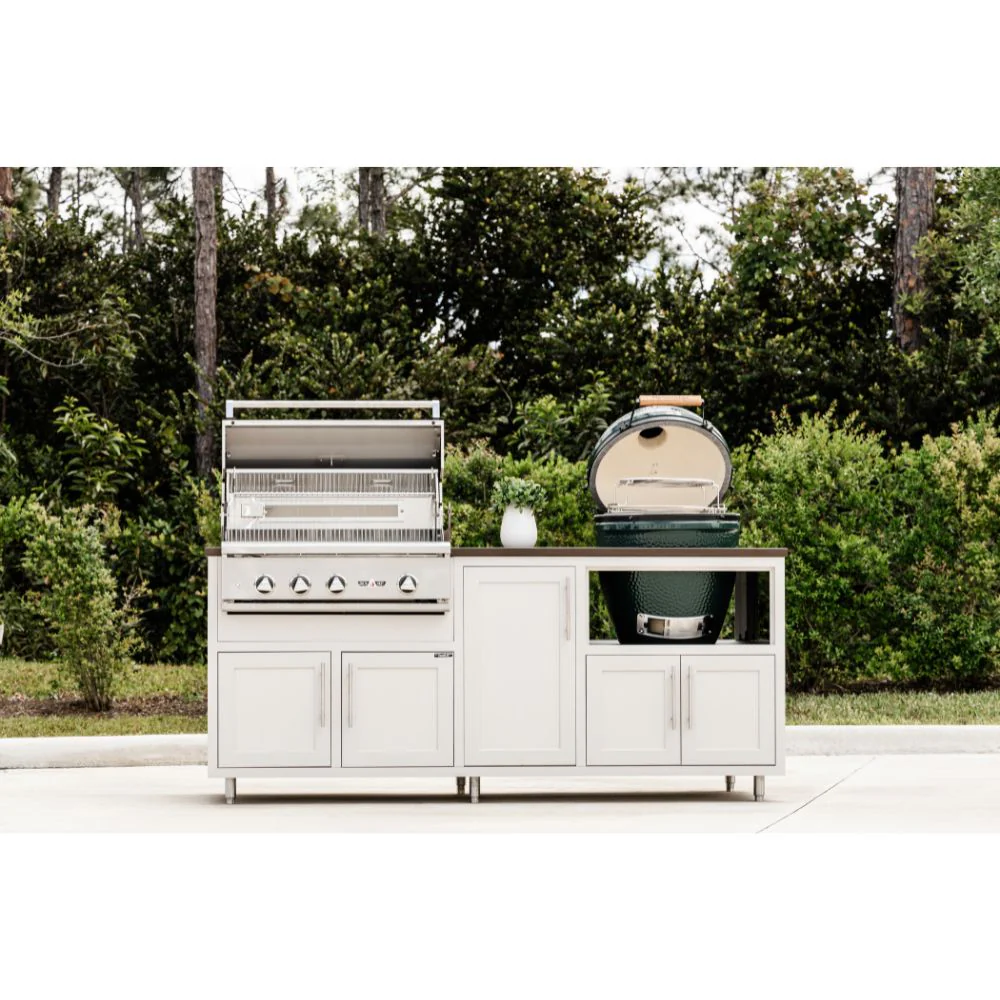 Challenger Designs Coastal Series GDK Outdoor Island with Delta Heat 32" Gas Grill & Large Egg, White Cabinet Color - Image 3