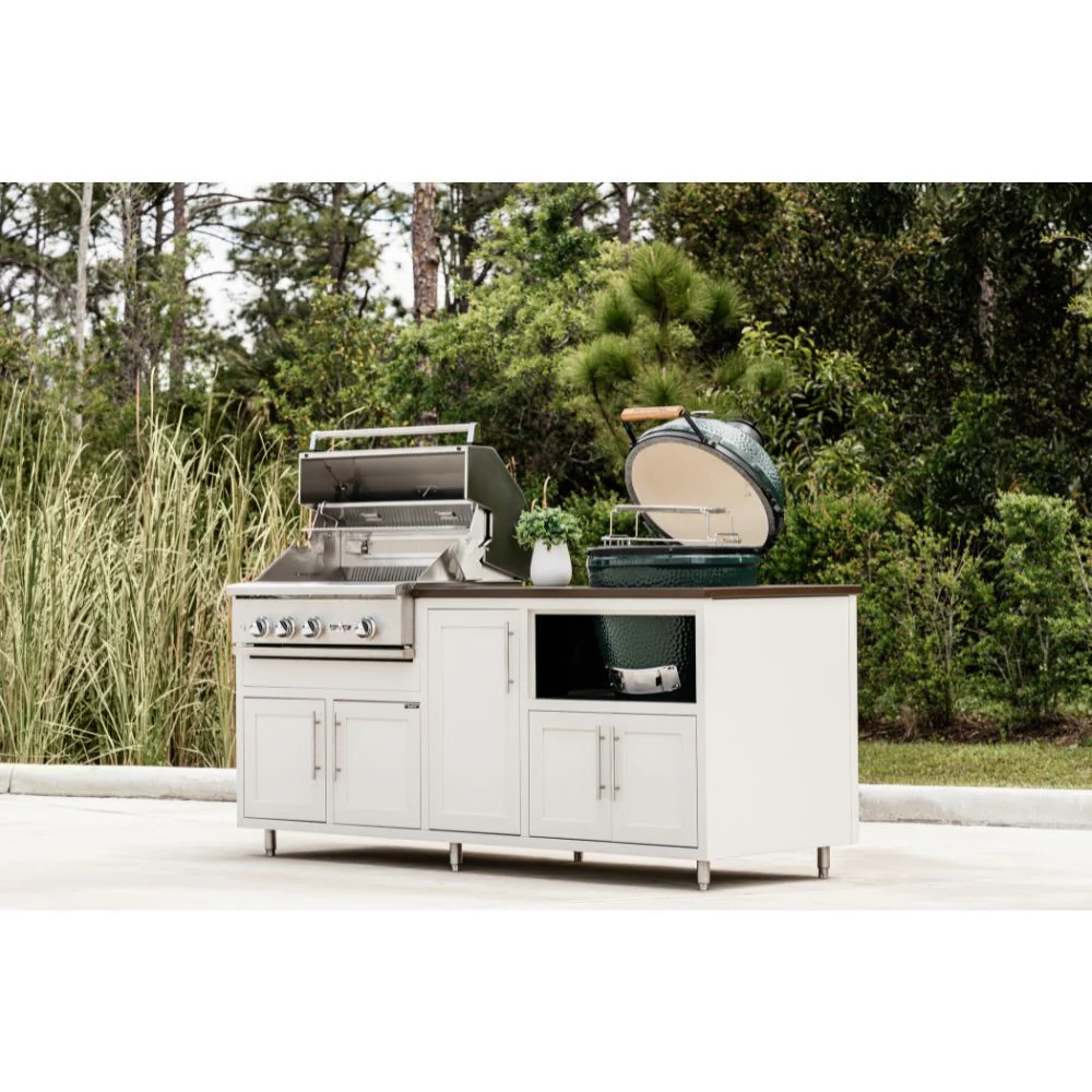Challenger Designs Coastal Series GDK Outdoor Island with Delta Heat 32" Gas Grill & Large Egg, White Cabinet Color - Image 4