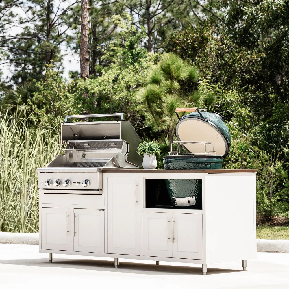 Challenger Designs Coastal Series GDK Outdoor Island with Delta Heat 32" Gas Grill & Large Egg, White Cabinet Color - Image 5
