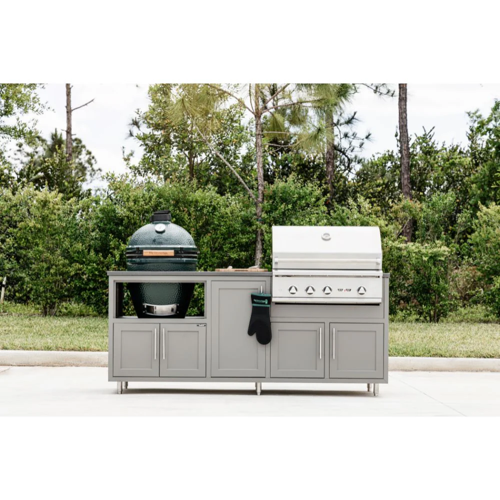 Challenger Designs Coastal Series KDG Outdoor Island with Delta Heat 32" Gas Grill & Large Egg, Grey Glimmer Cabinet Color - Image 3
