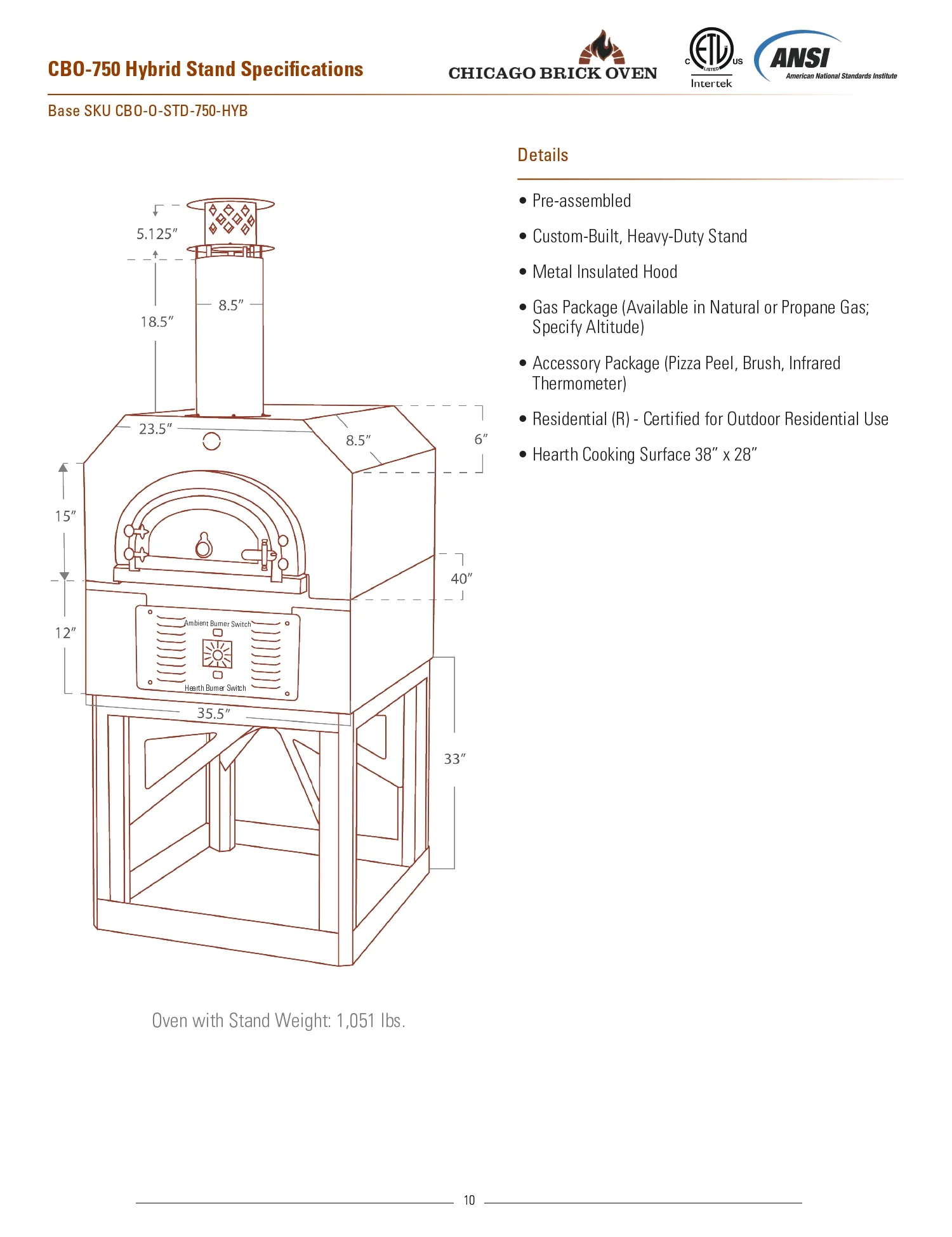 Chicago Brick Oven CBO-750 Freestanding Residential Dual Fuel Pizza Oven - Image 9