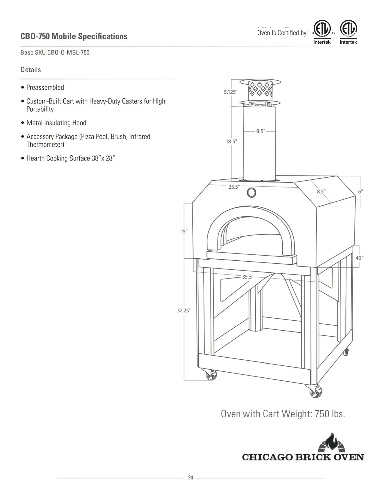 Chicago Brick Oven CBO-750 Freestanding Wood Fired Pizza Oven - Image 8