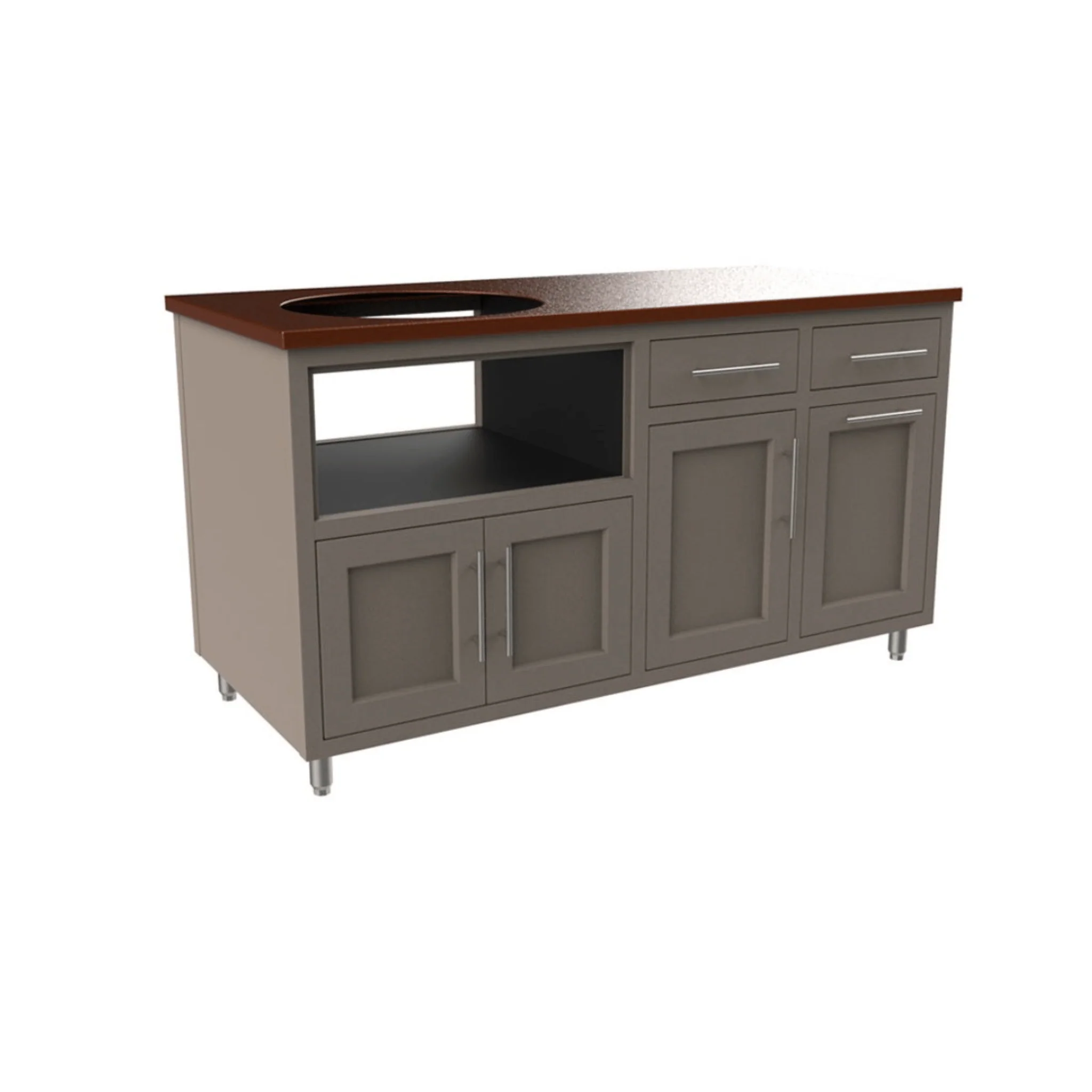 Challenger Designs Coastal 64 KDDW Powder Coated Aluminum Kitchen Island for 26.5 Inch Ceramic Grill
