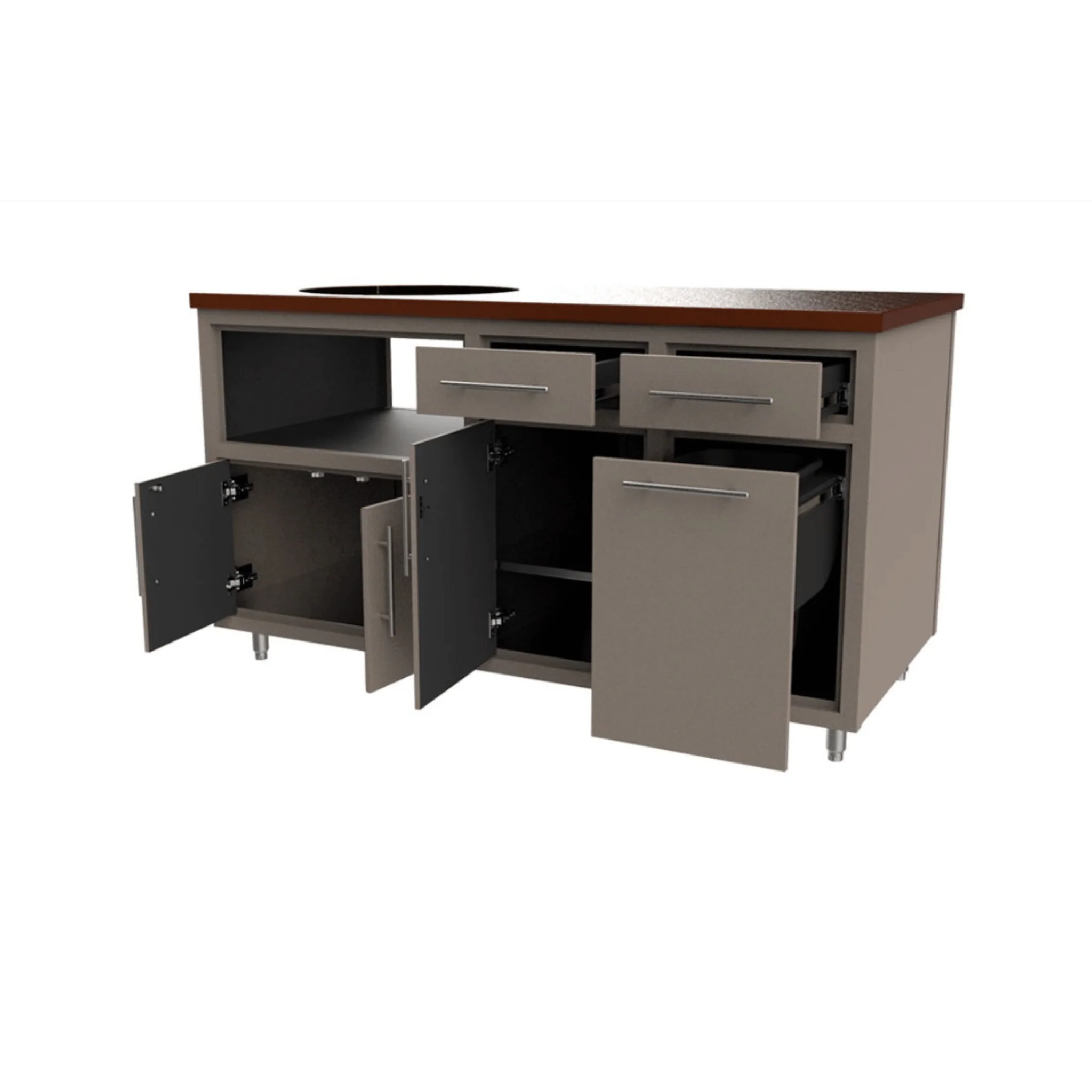 Challenger Designs Coastal 64 KDDW Powder Coated Aluminum Kitchen Island for 26.5 Inch Ceramic Grill - Image 2