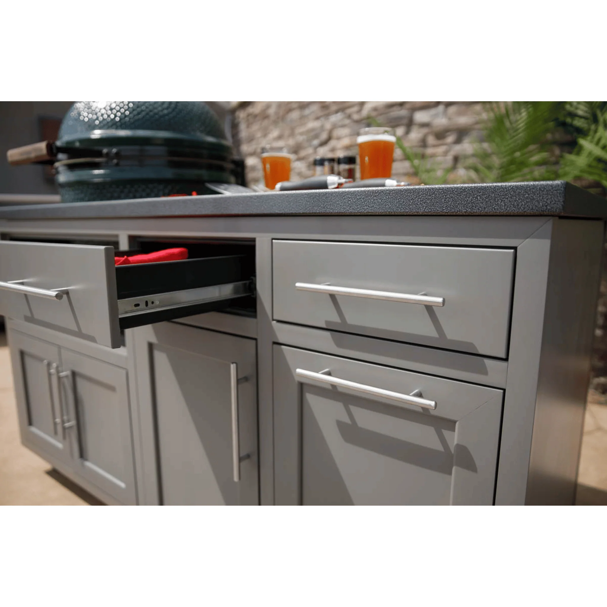 Challenger Designs Coastal 64 KDDW Powder Coated Aluminum Kitchen Island for 26.5 Inch Ceramic Grill - Image 5
