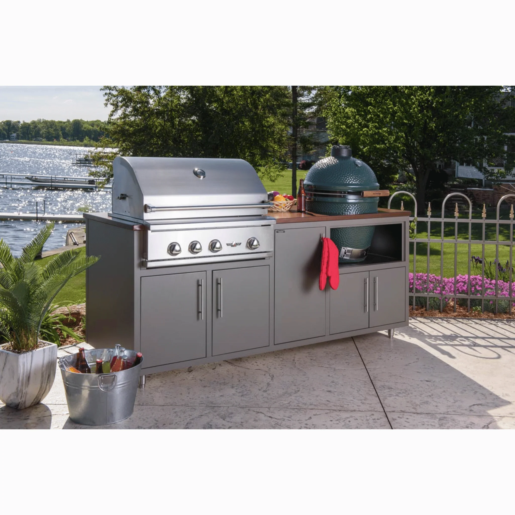 Challenger Designs Coastal 83-GDK Powder Coated Aluminum Kitchen Island for 32 Inch Grill & 26.5 Inch Ceramic Grill - Image 6