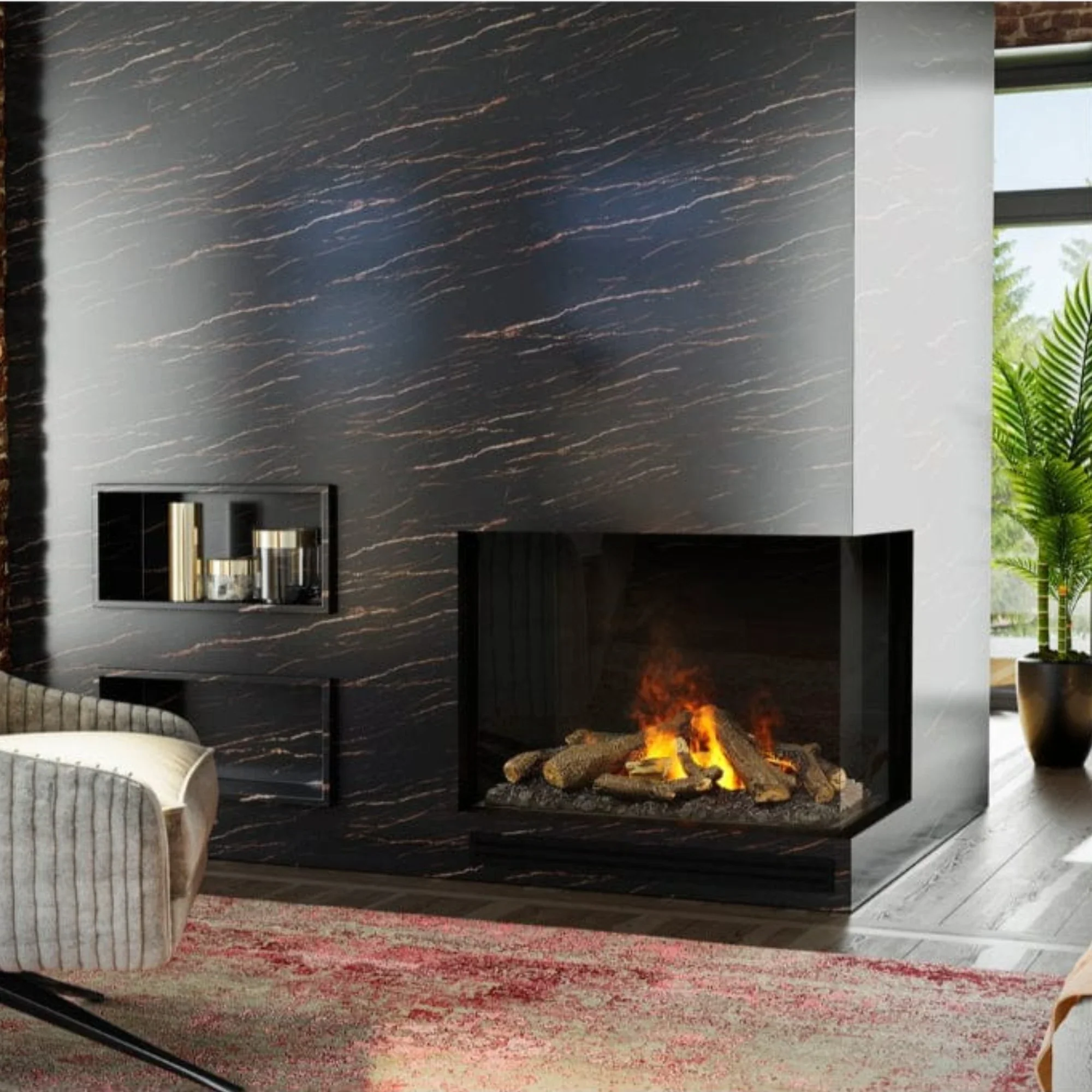 Dimplex Faber E-Matrix Right-Facing 32x26-Inch Built-In Electric Fireplace - Image 4