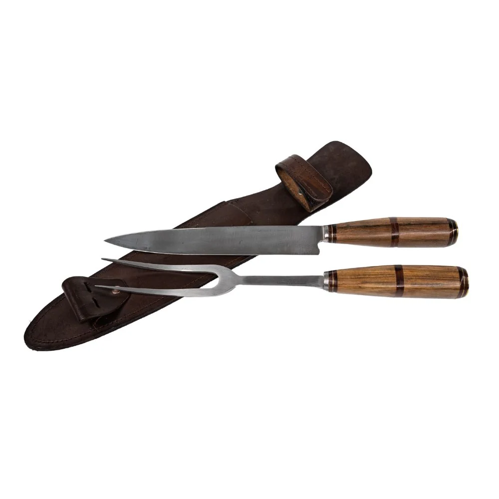 El Cedro BBQ 7.8" Knife & Fork Nickel Silver Wood Combined Set - Image 2