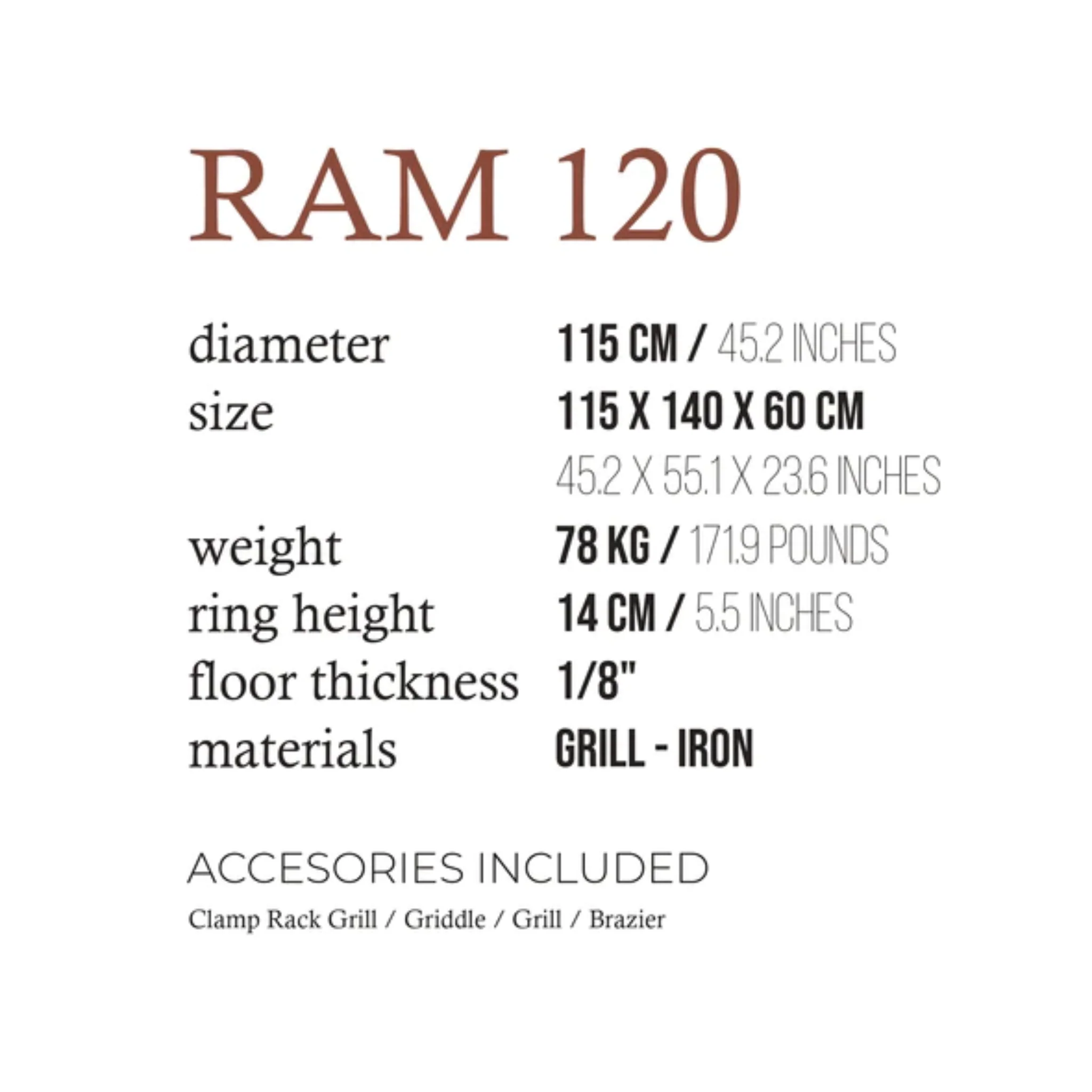Fogues TX Ram 120 Open Fire Argentine Charcoal Grill - Image 5