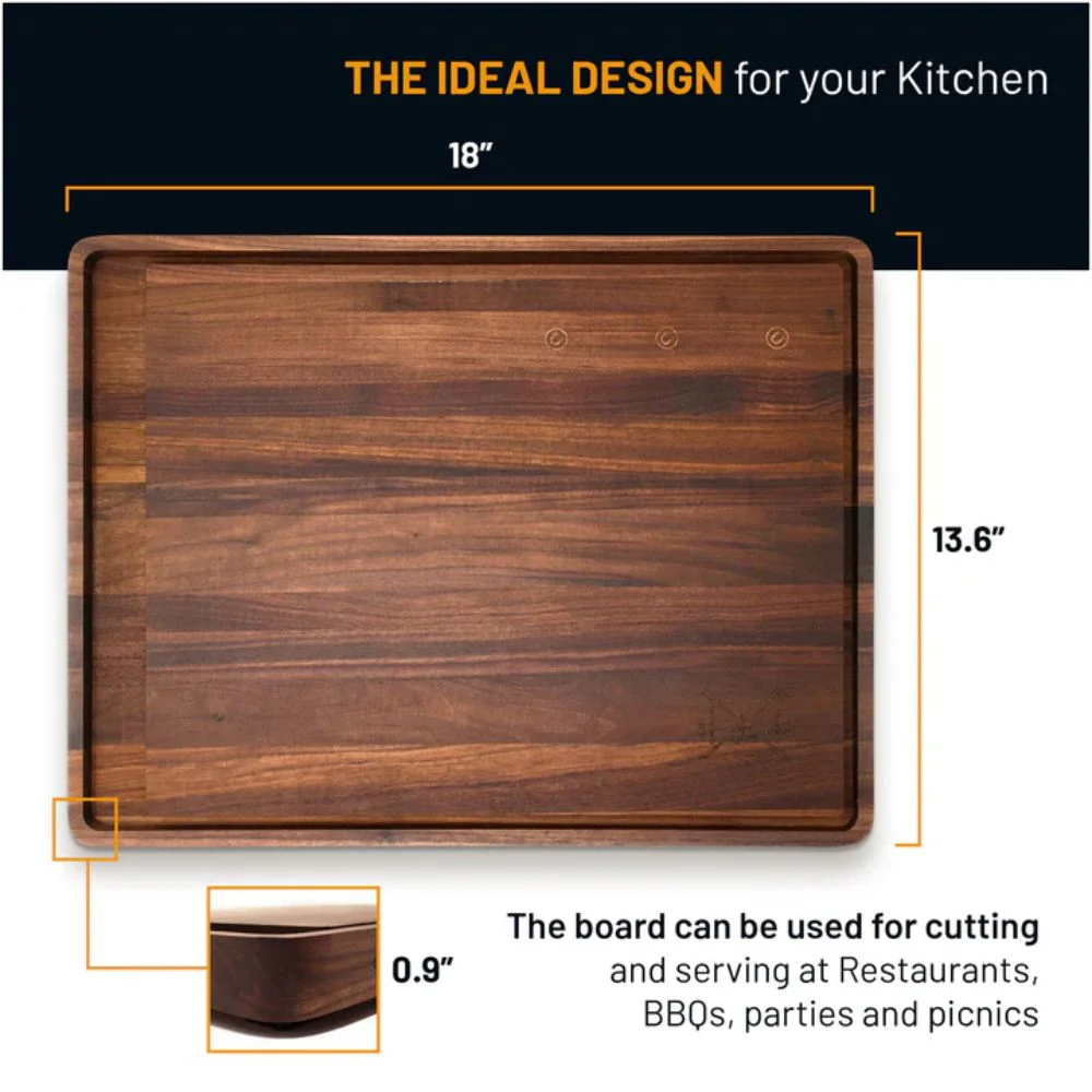 Grillnovations 18x14-Inch Large Magnetic Cutting Board Made from Walnut Wood - Image 4