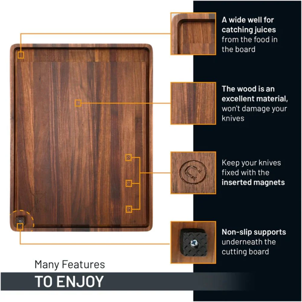 Grillnovations 18x14-Inch Large Magnetic Cutting Board Made from Walnut Wood - Image 5