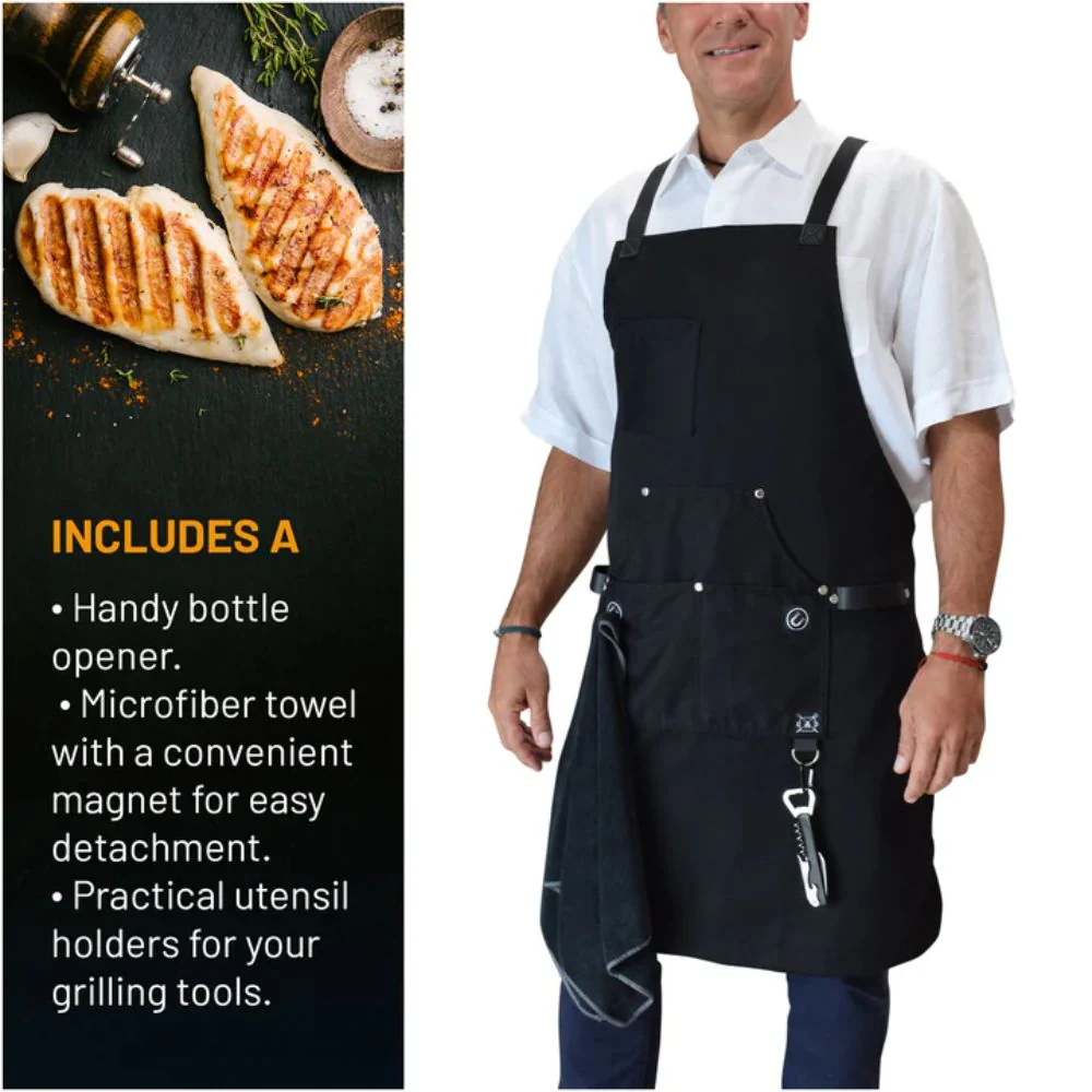 Grillnovations Black Apron with Magnet & Wine Opener - Image 2