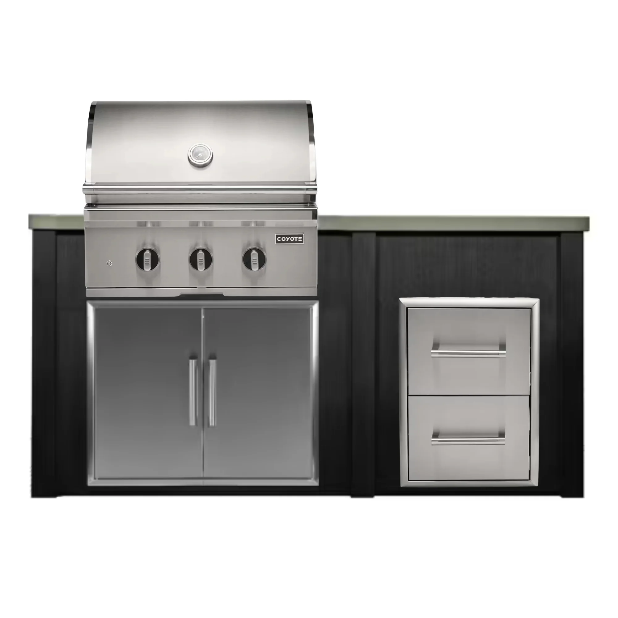 Haven Outdoor 72-Inch Outdoor Kitchen Island w/ Coyote 30-Inch Grill & Double Drawer - Image 2