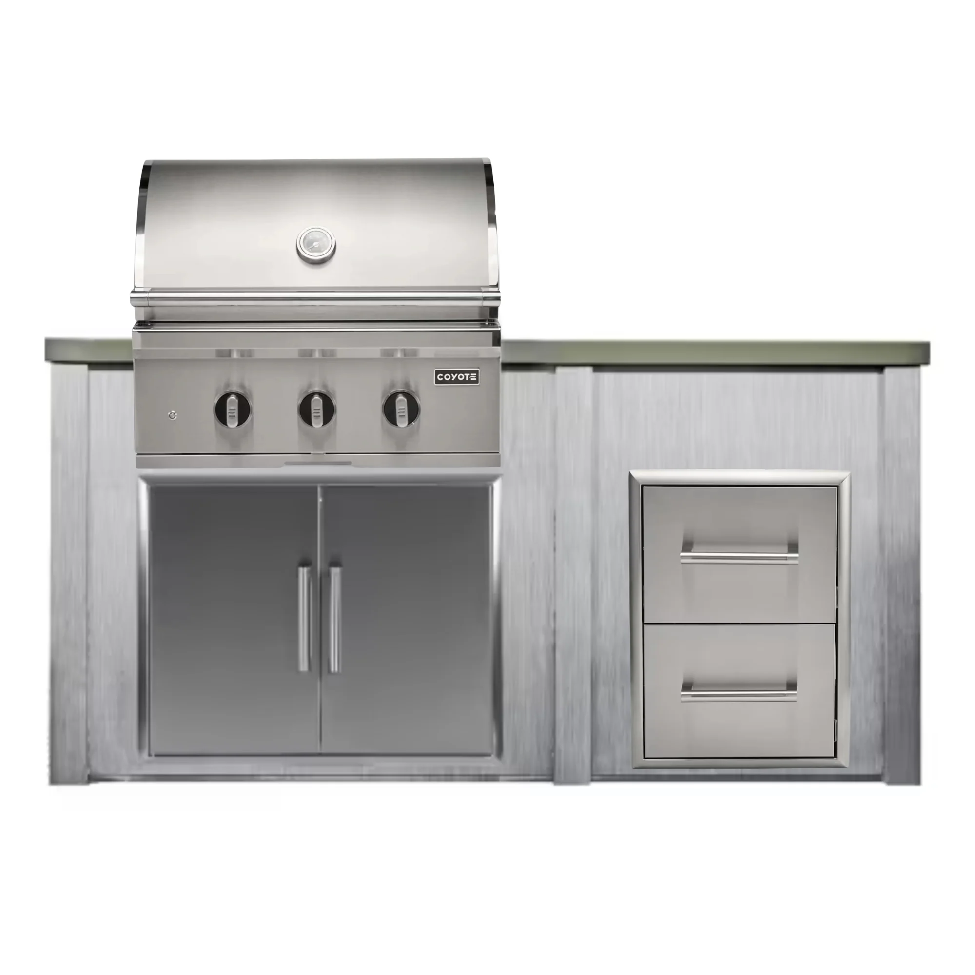 Haven Outdoor 72-Inch Outdoor Kitchen Island w/ Coyote 30-Inch Grill & Double Drawer - Image 3