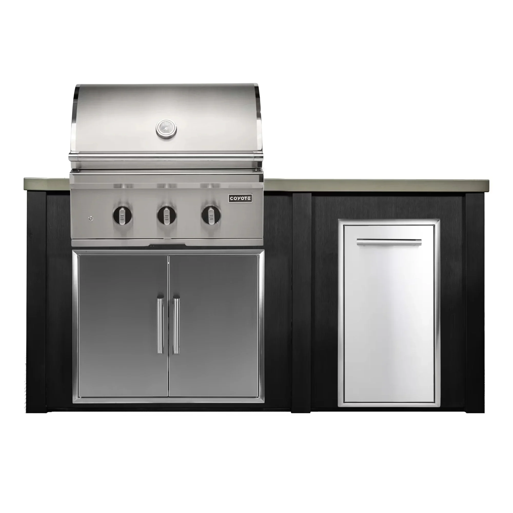 Haven Outdoor 72-Inch Outdoor Kitchen Island w/ Coyote 30-Inch Grill & Trash Drawer - Image 2