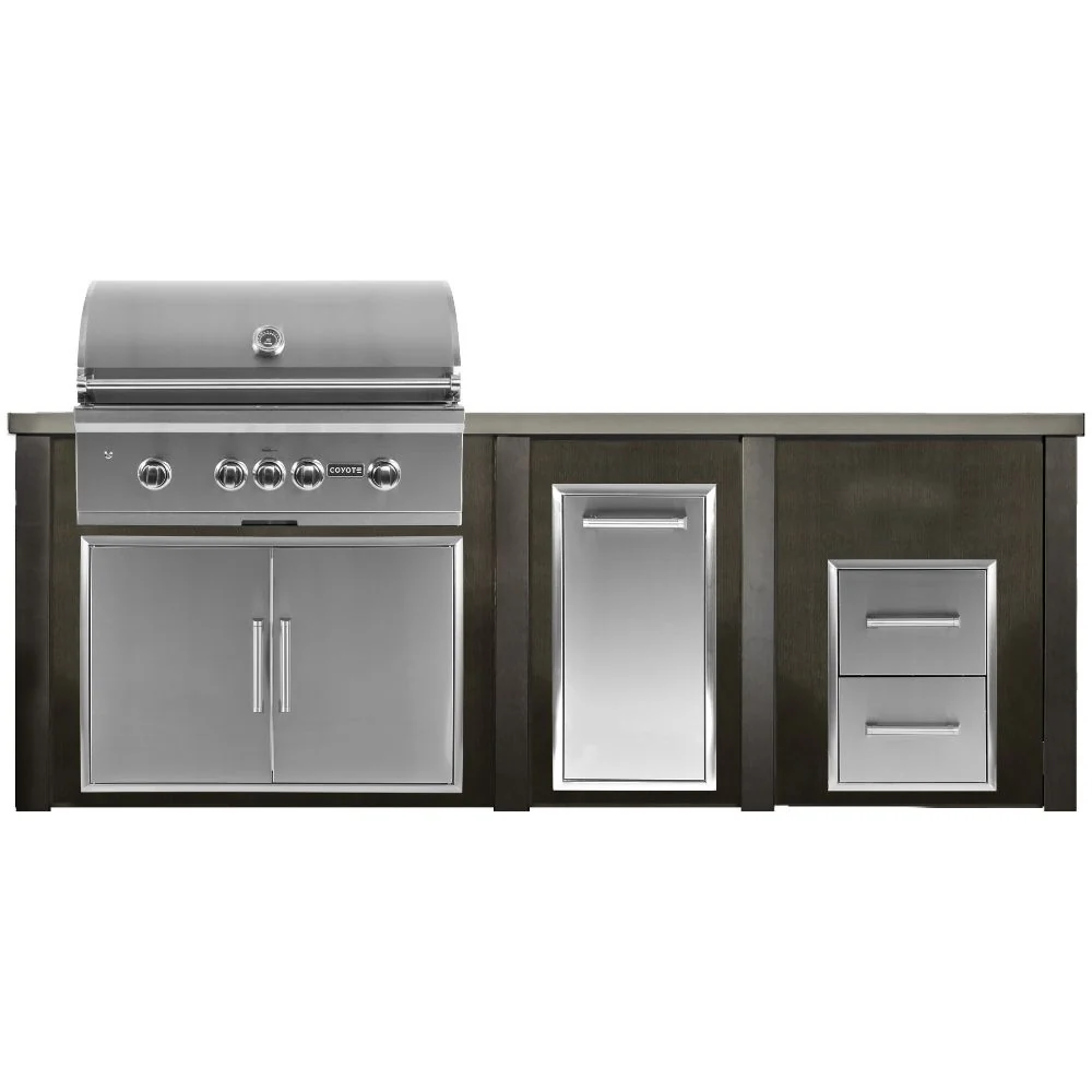 Haven Outdoor 96-Inch Outdoor Kitchen Island with Trash Center & 2 Drawer Cabinet space