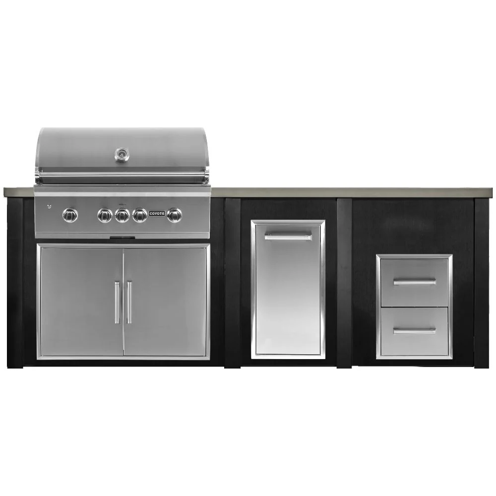 Haven Outdoor 96-Inch Outdoor Kitchen Island with Trash Center & 2 Drawer Cabinet space - Image 2