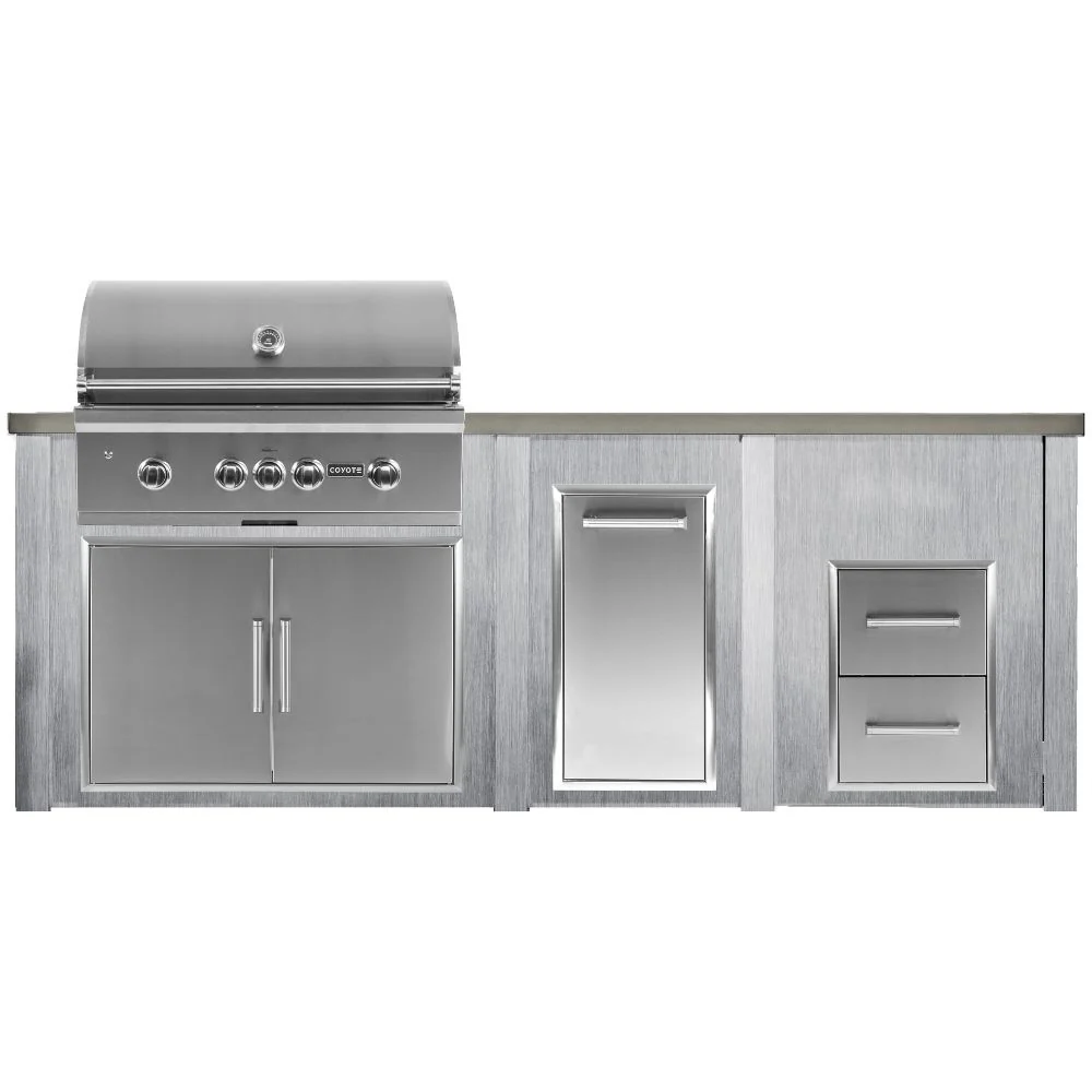Haven Outdoor 96-Inch Outdoor Kitchen Island with Trash Center & 2 Drawer Cabinet space - Image 3