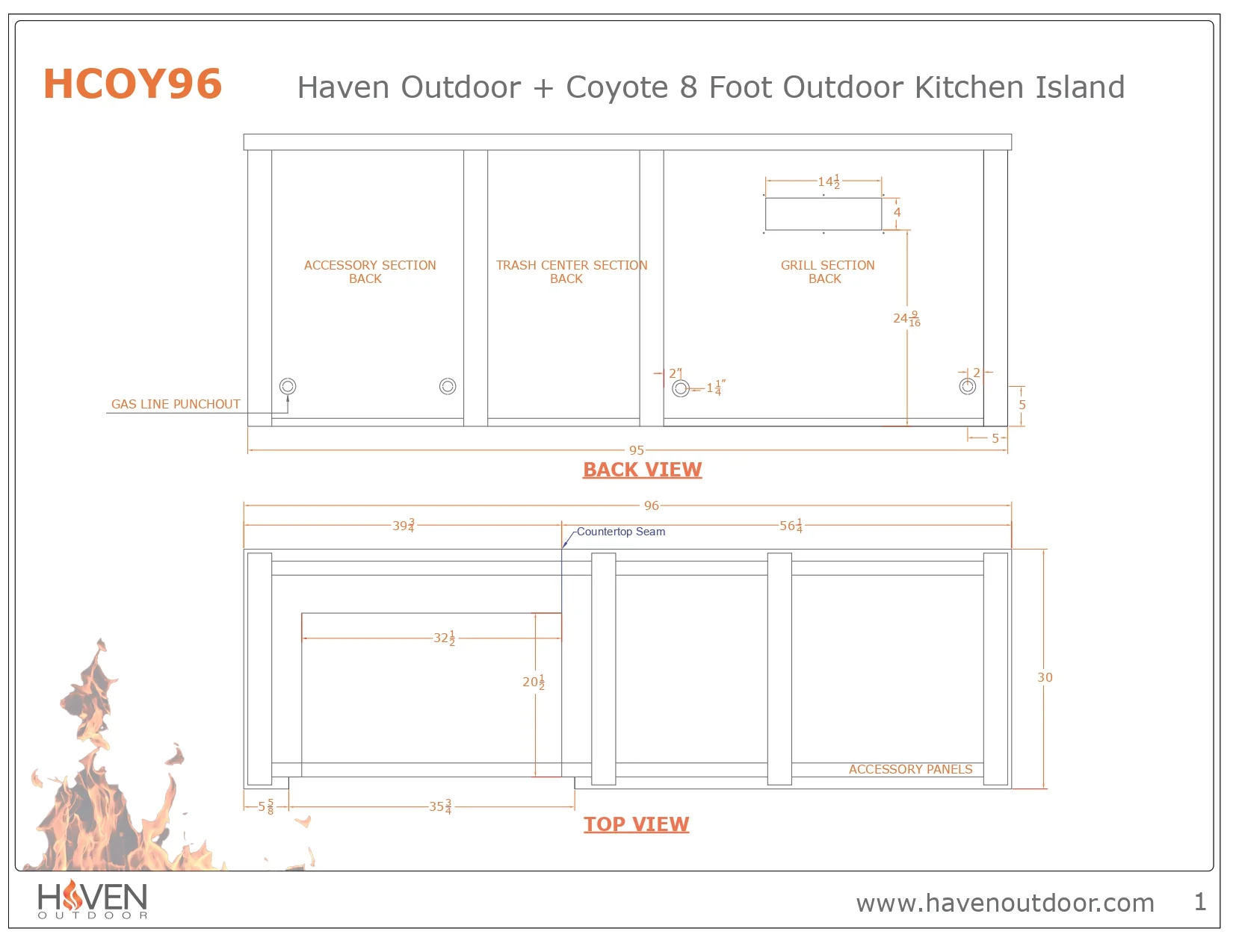 Haven Outdoor 96-Inch Outdoor Kitchen Island with Trash Center & 2 Drawer Cabinet space - Image 4