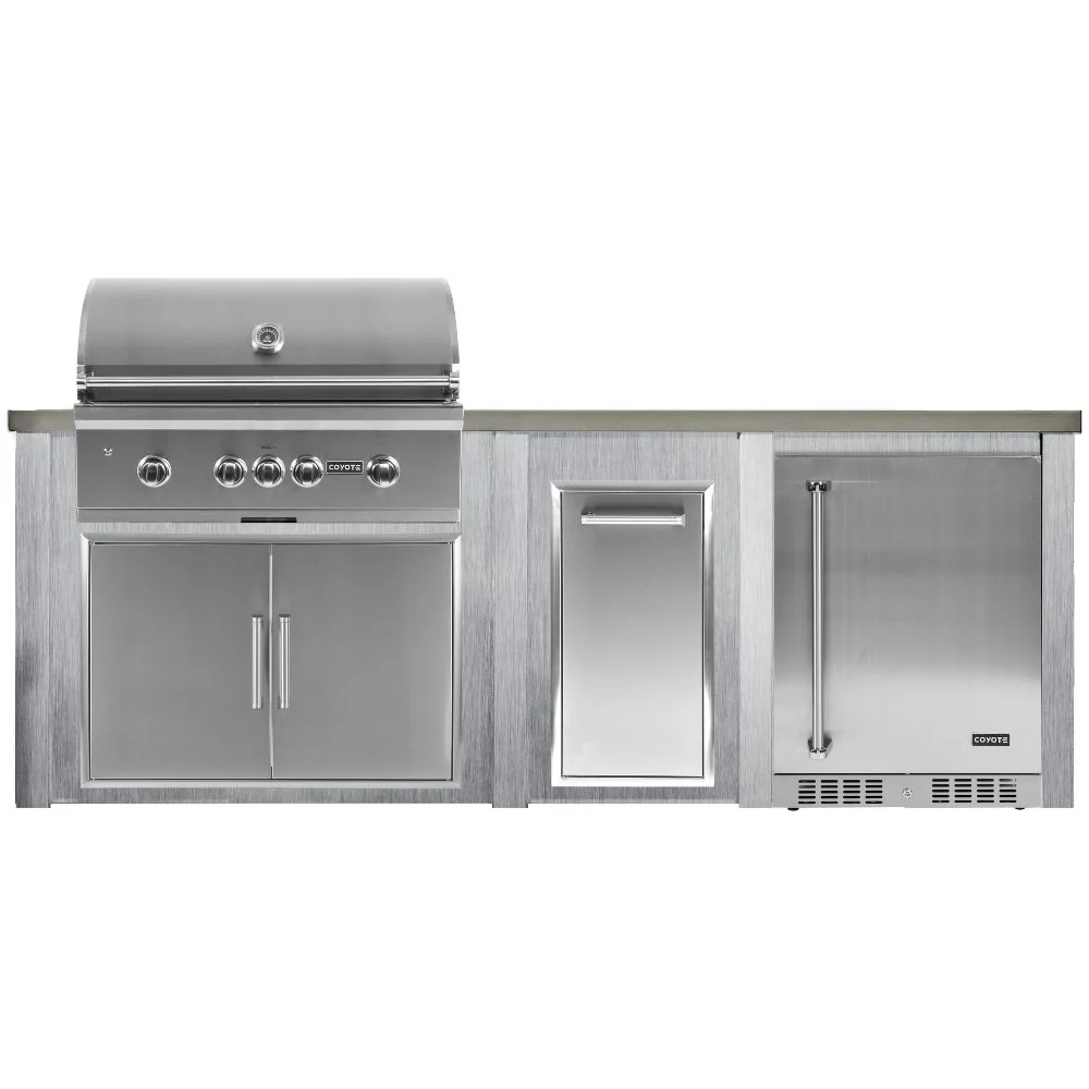 Haven Outdoor 96-Inch Outdoor Kitchen Island with Trash Center & 24-Inch Refrigerator space - Image 3
