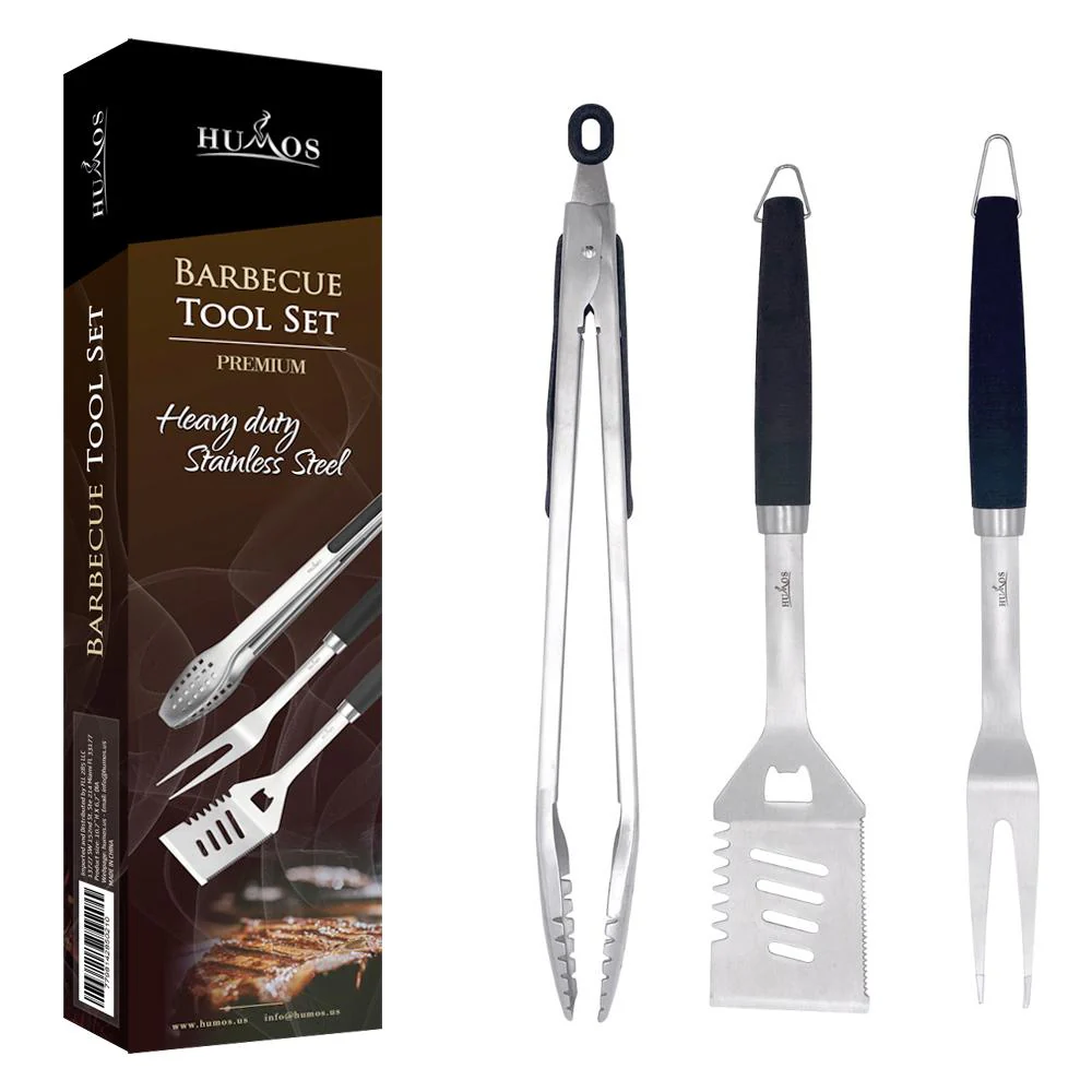 Humos Premium BBQ Tool Set 3 Pcs Stainless Steel - Image 3