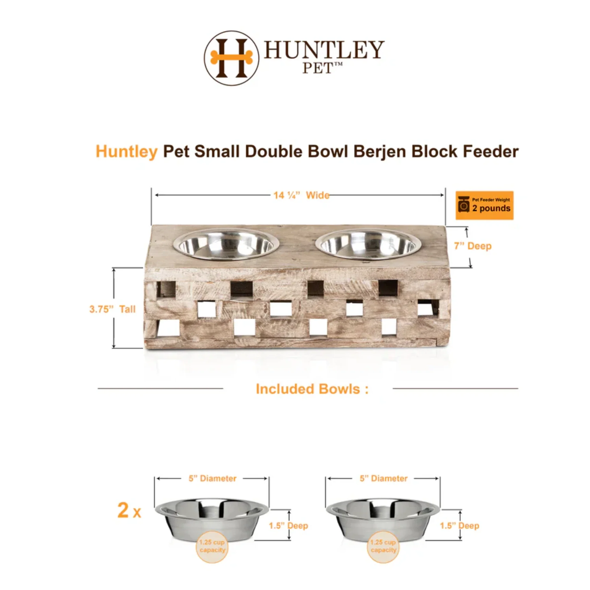 Huntley Pet Berjen Block Small Double Feeder - Image 7