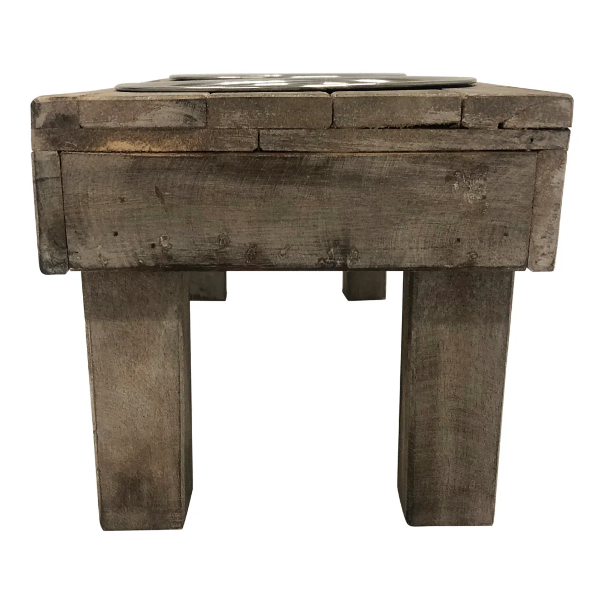 Huntley Pet Berjen Table Small Double Feeder, Brown Wash - Image 5