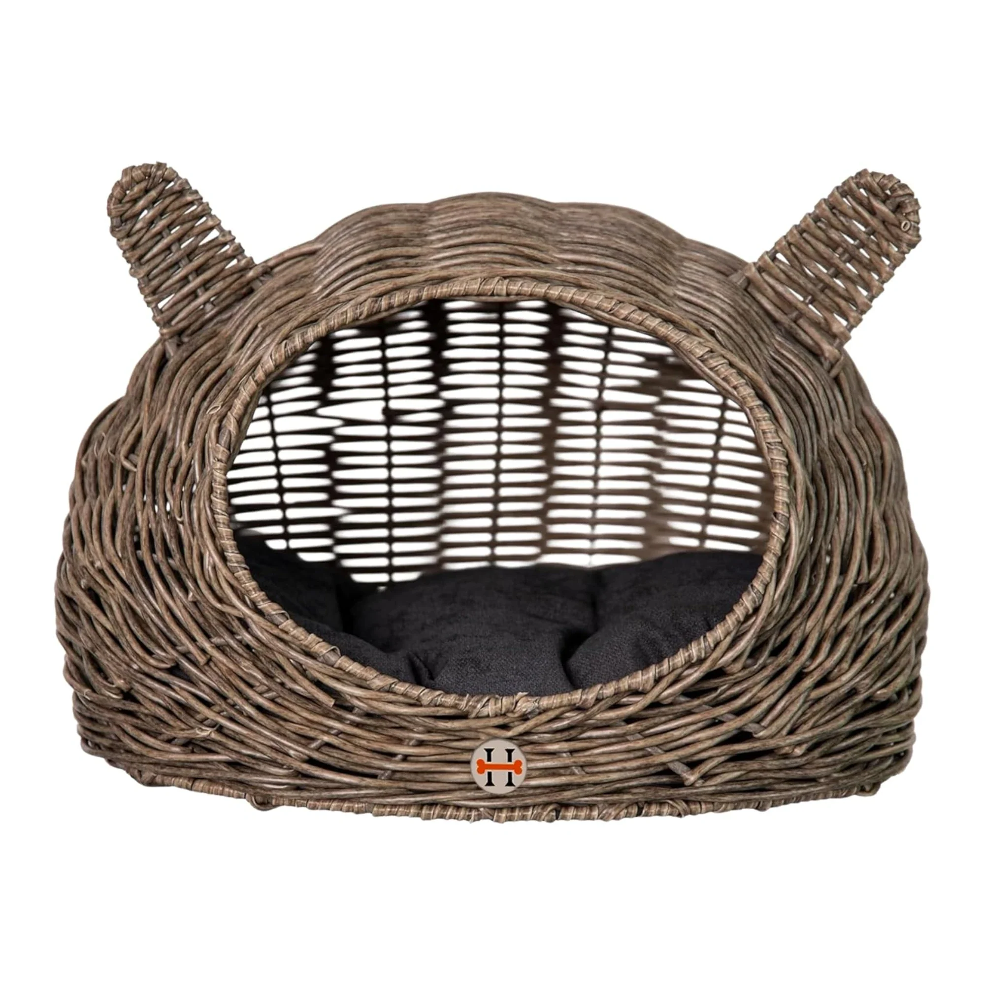 Huntley Pet Wicker Cat Shaped Play House Pet Bed w/ Cushion